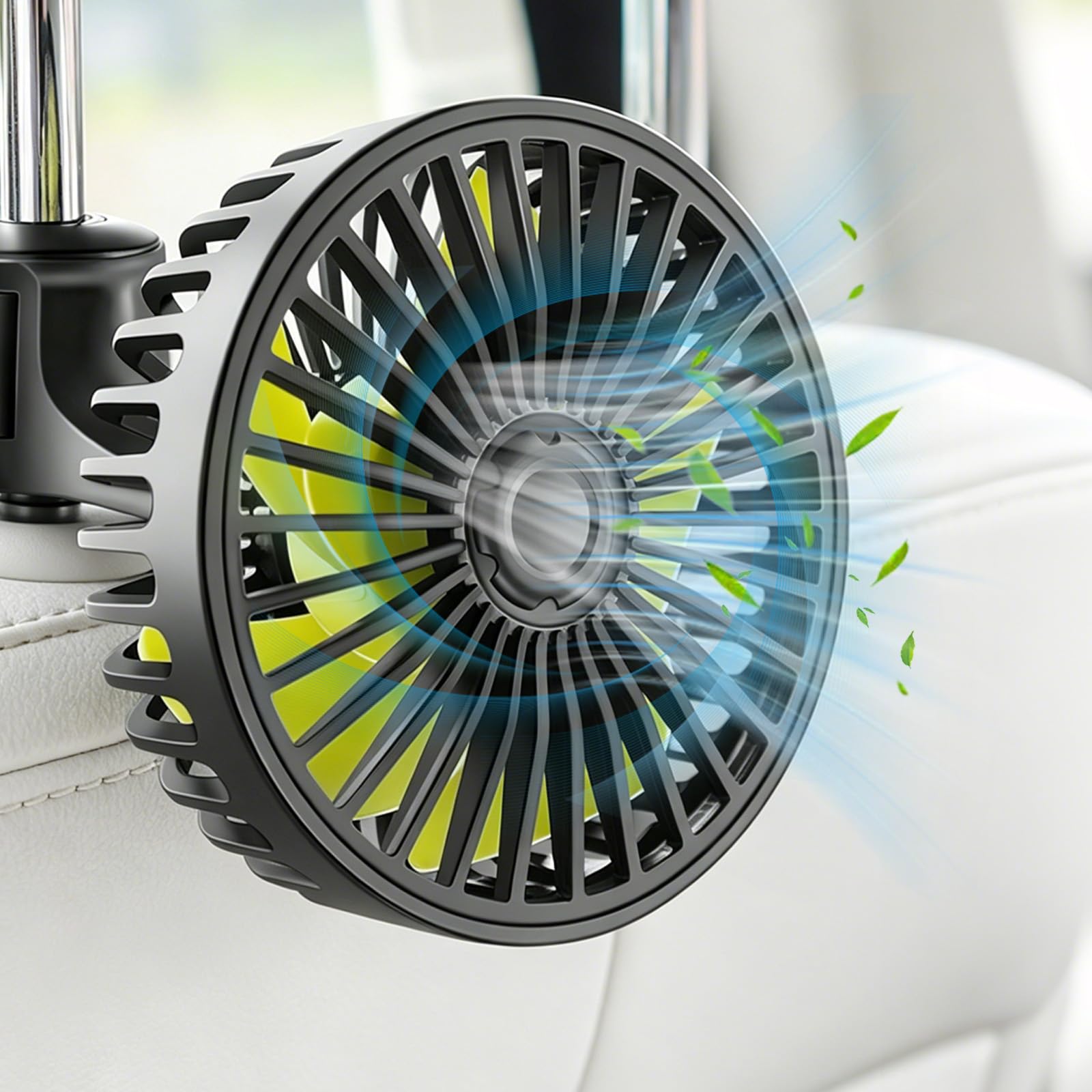 Ventilateur de voiture USB, rotation 360°, 3 vitesses, ventilation USB pour siège arrière, mini ventilateur pour camion 12V, camping-car, bateau et caravane