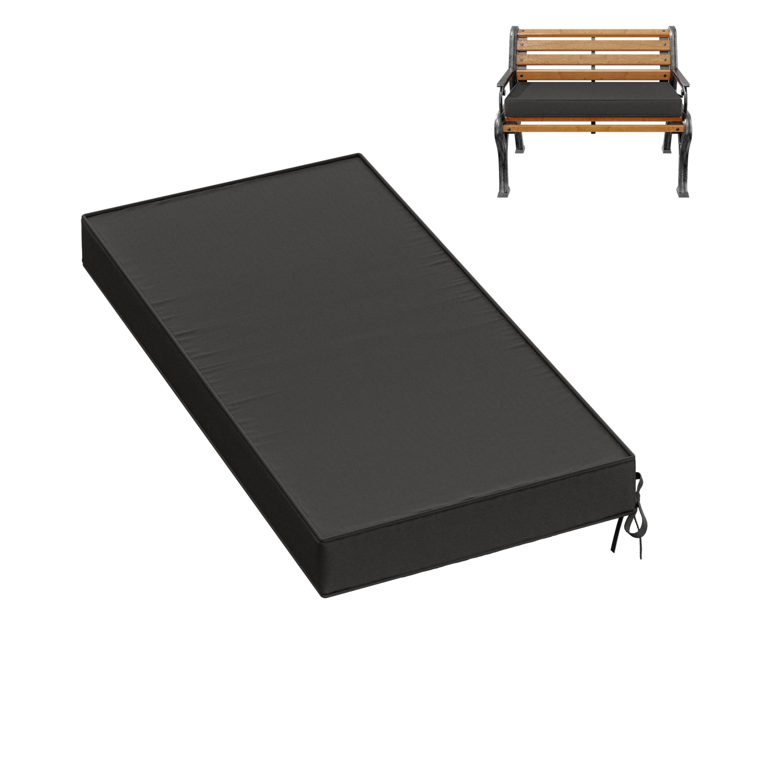 premium outdoor bench cushions for patio furniture 3.5inches memory foam bench cushion waterproof fade resistant porch swing cushions with straps 36×18 inch black
