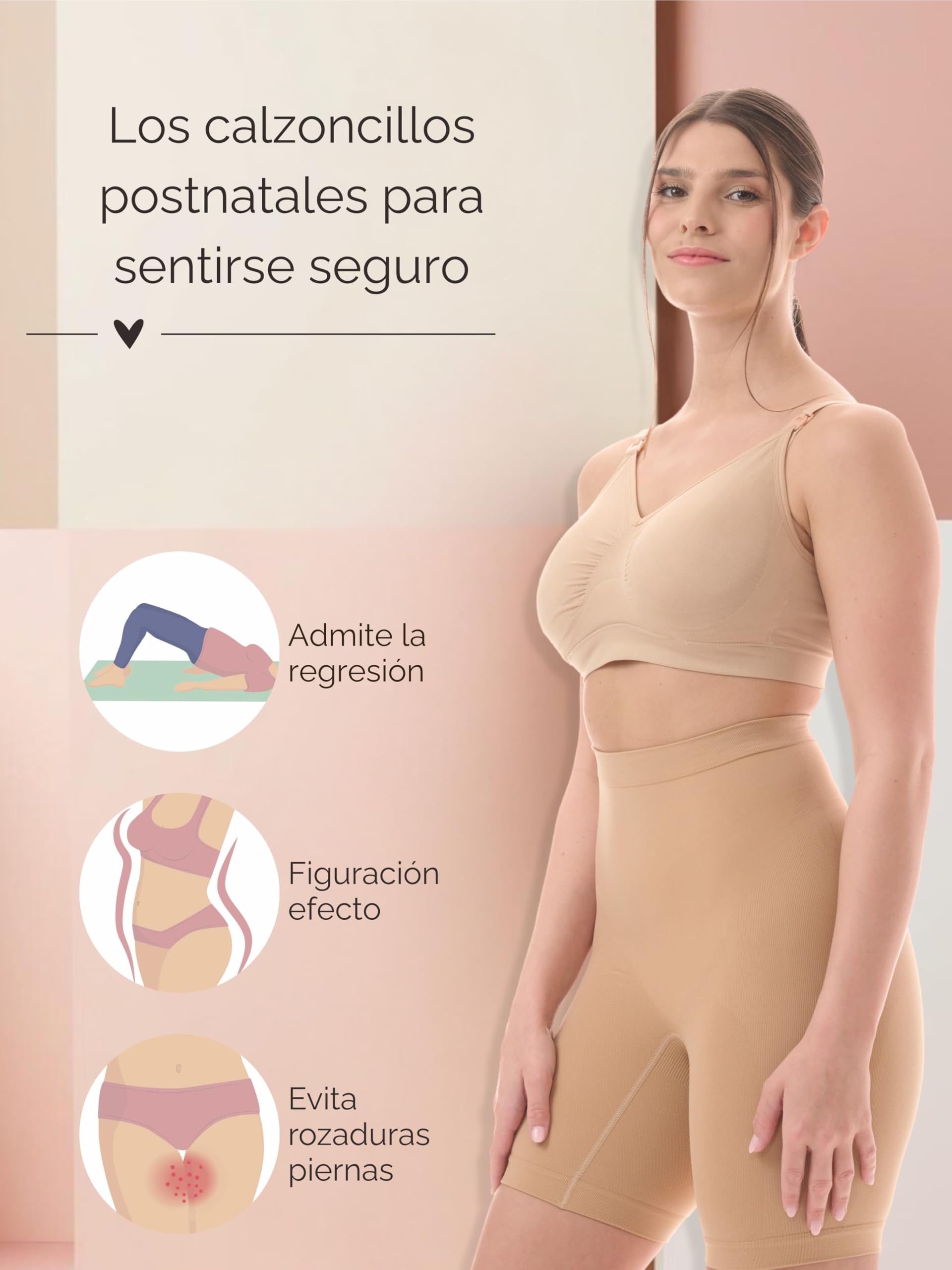 Herzmutter Braguitas Moldeadoras - Shapewear Abdominal - Apoyo después de Nacimiento, Embarazo, Cesárea - Faja de Cintura Alta - Posparto - Piernas largas - Sin Costura - 5600