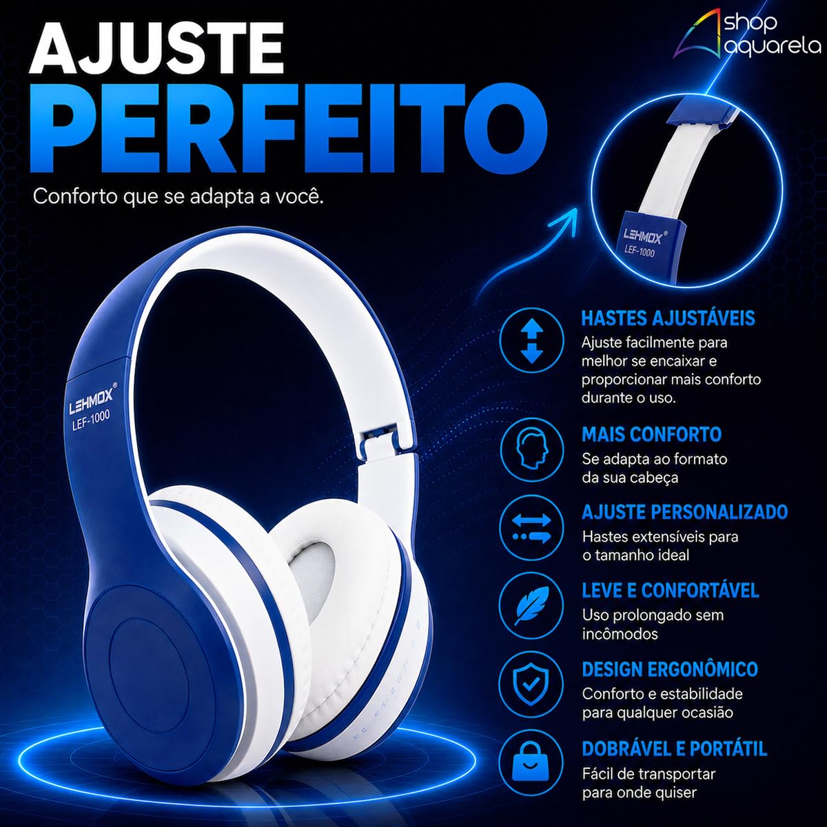 Fone de Ouvido Bluetooth Sem Fio Entrada P2 Confortável para Uso