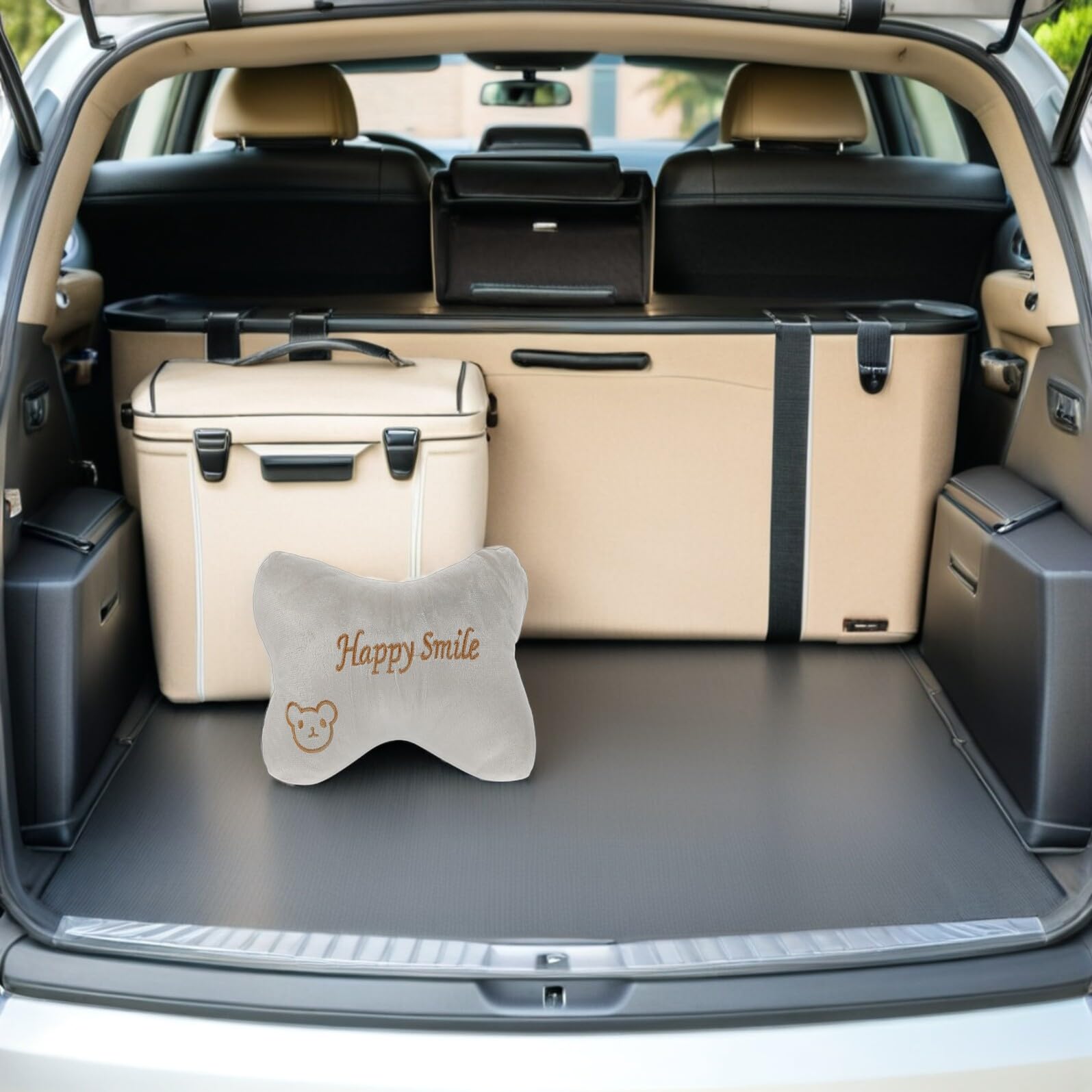 Garneck Lot de 4 Coussins Appui-Tête Voiture en Peluche Grise Oreillers Ergonomiques pour Soutien Cervical Housses Amovibles Compatibles Sièges Auto Adultes Confort Nuque pour