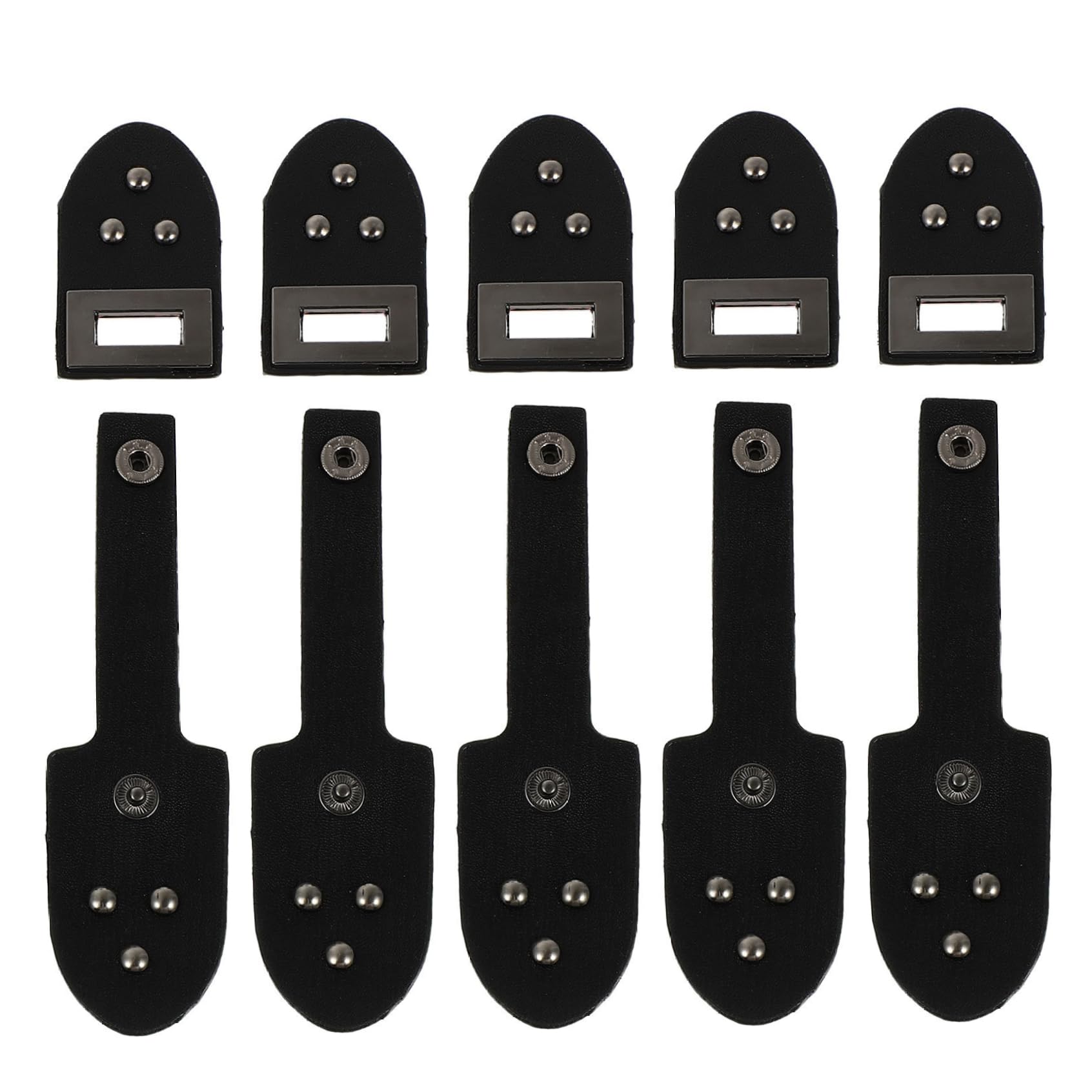 Tsawntd Black 5Pcs Clasps For Clothing Pu Sew On Cloak Clasp Metal Toggle Buttons For Coat Jacket Shawl Dress, 4.7X1.3in