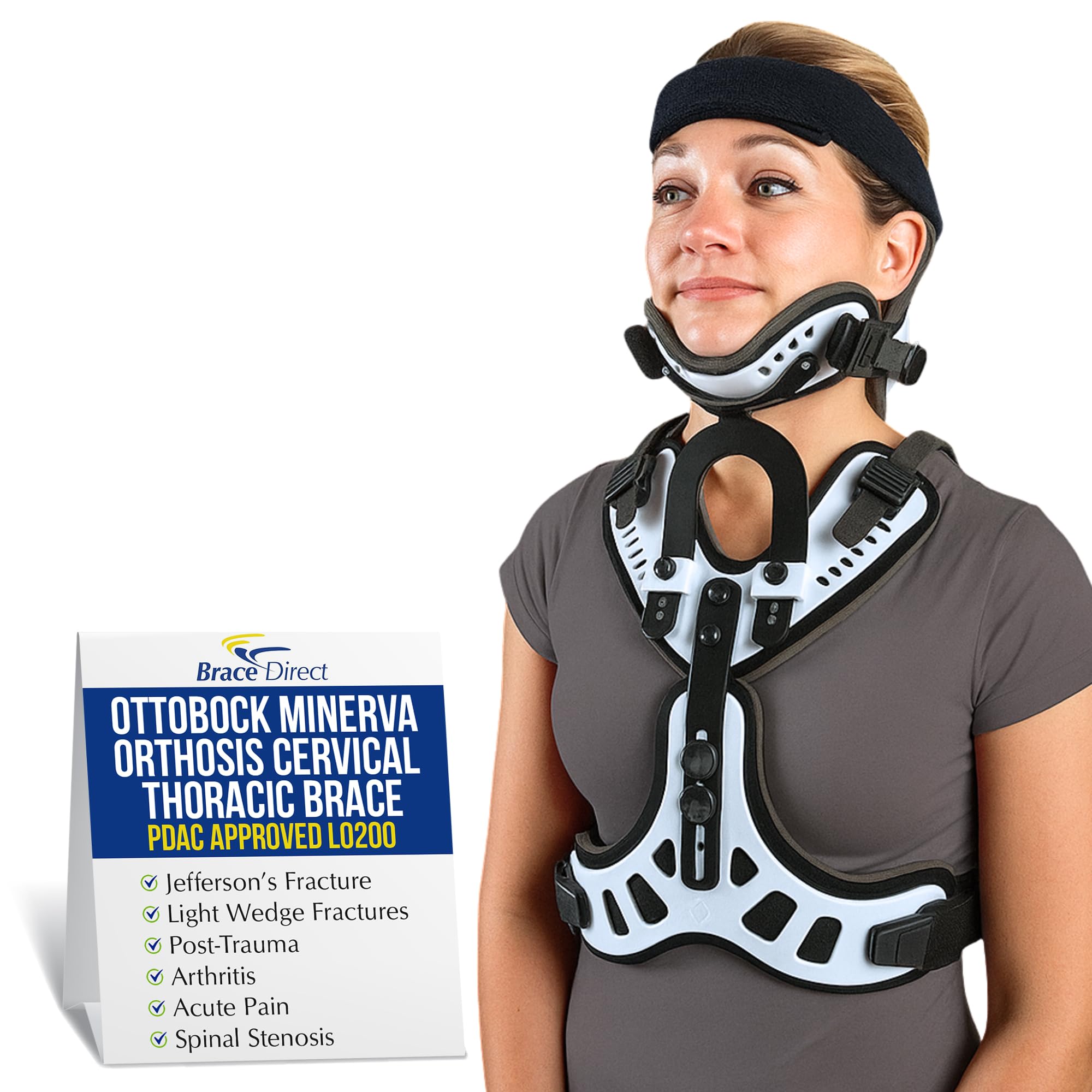 Ottobock Minerva Orthosis Cervical Thoracic Brace - Full Spine Immobilizer for Trauma & Post-Op Recovery L0200 - L/XL (Chin-to-Shoulder 3.25-5.25 in/Neck 15-20 in)