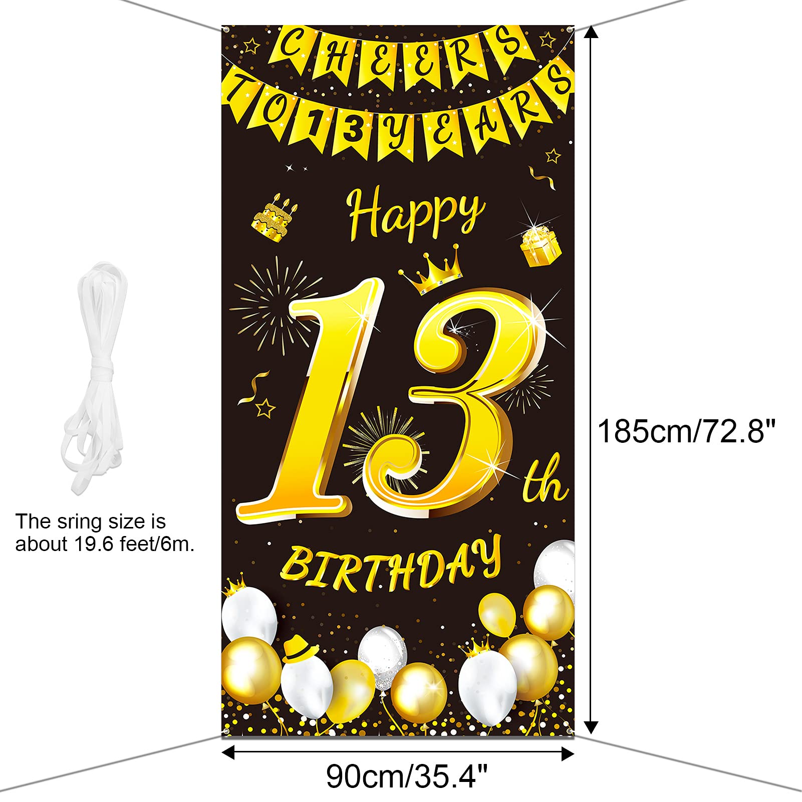 Decorazioni per il 13° compleanno, cartelli stampabili in oro