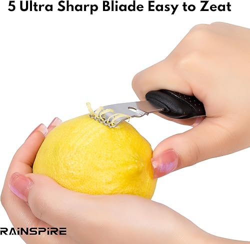 Miniatura 3 de Rainspire Herramienta Zester de limón con cuchillo de canal, herramienta Zester de cítricos de acero inoxidable, pelador de limón, ralladores para
