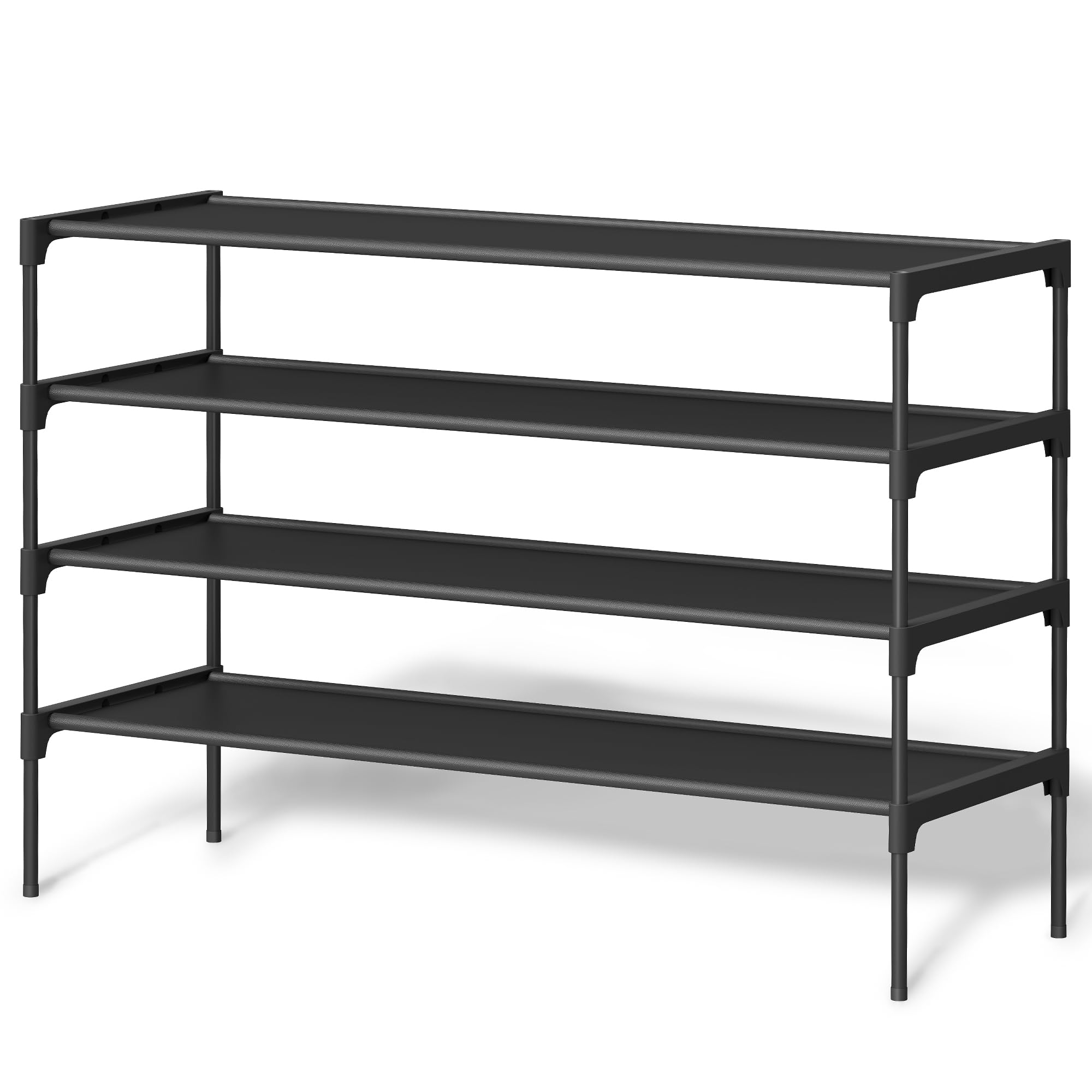 SONGMICS Schuhregal 4 Ebenen, Schuhablage, Schuhaufbewahrung, Eingangsbereich, Flur, platzsparend, 29,7 x 91,8 x 70,5 cm, Metallrahmen, Vliesstoff-Ablage, tintenschwarz LSH034BH01