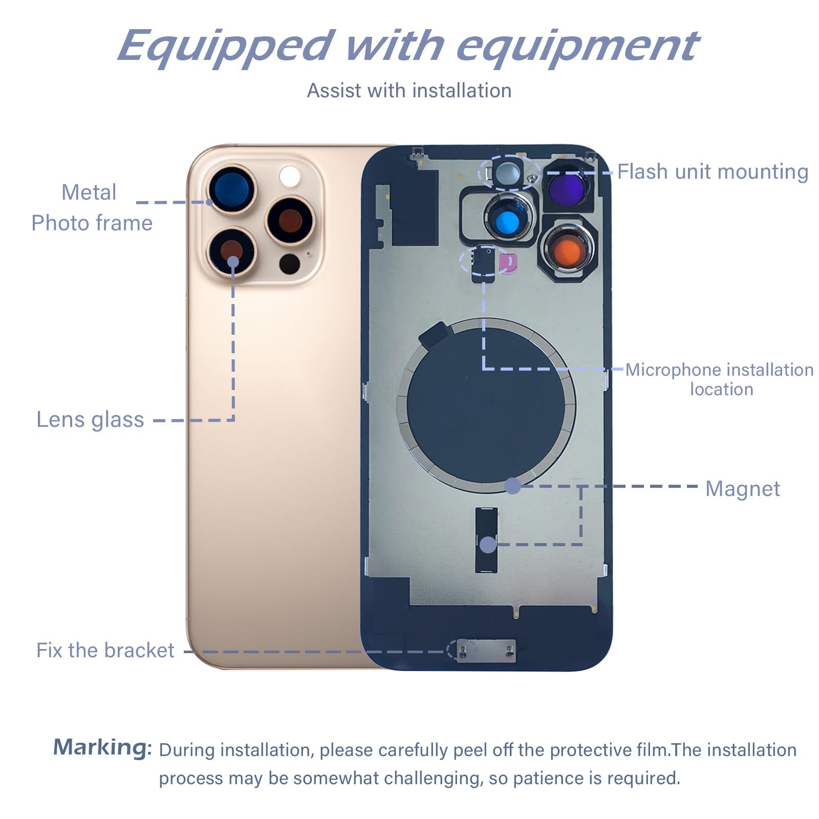 Amazon.com: 16 Pro max Back Glass Replacement with Metal Camera