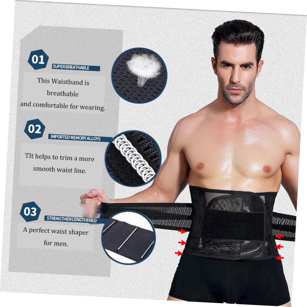 Abaodam Men Slimming Trimmer Waistband Lightweight Body Wrap for Fat Burning Black Comfortable Elastic Design for Exercise