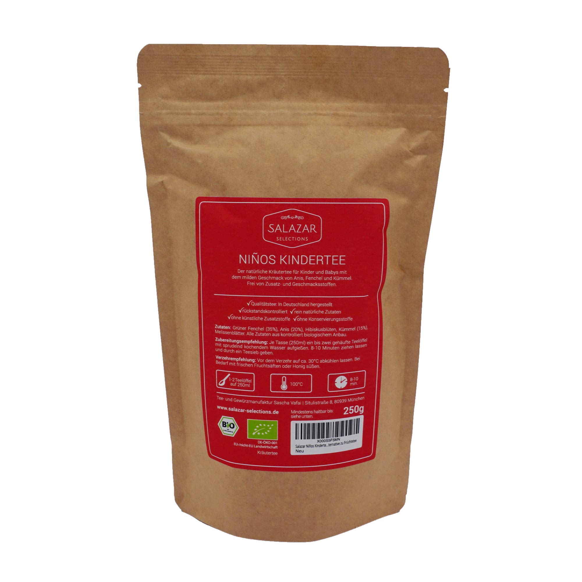 Salazar Ninos BIO Babytee 250g Aromapack | Kräutertee mit Fenchel für Babys und Kinder