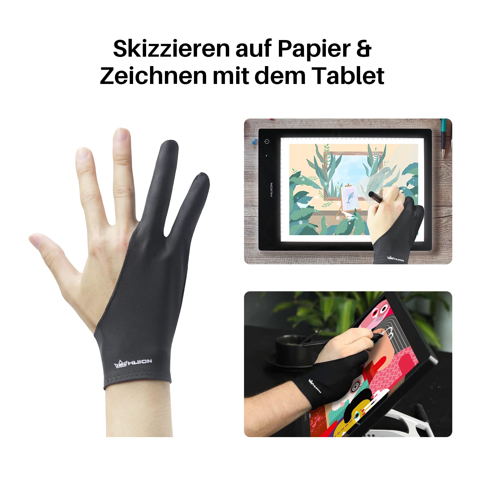 HUION GL02 Zeichenhandschuh 2-Finger, Lycra