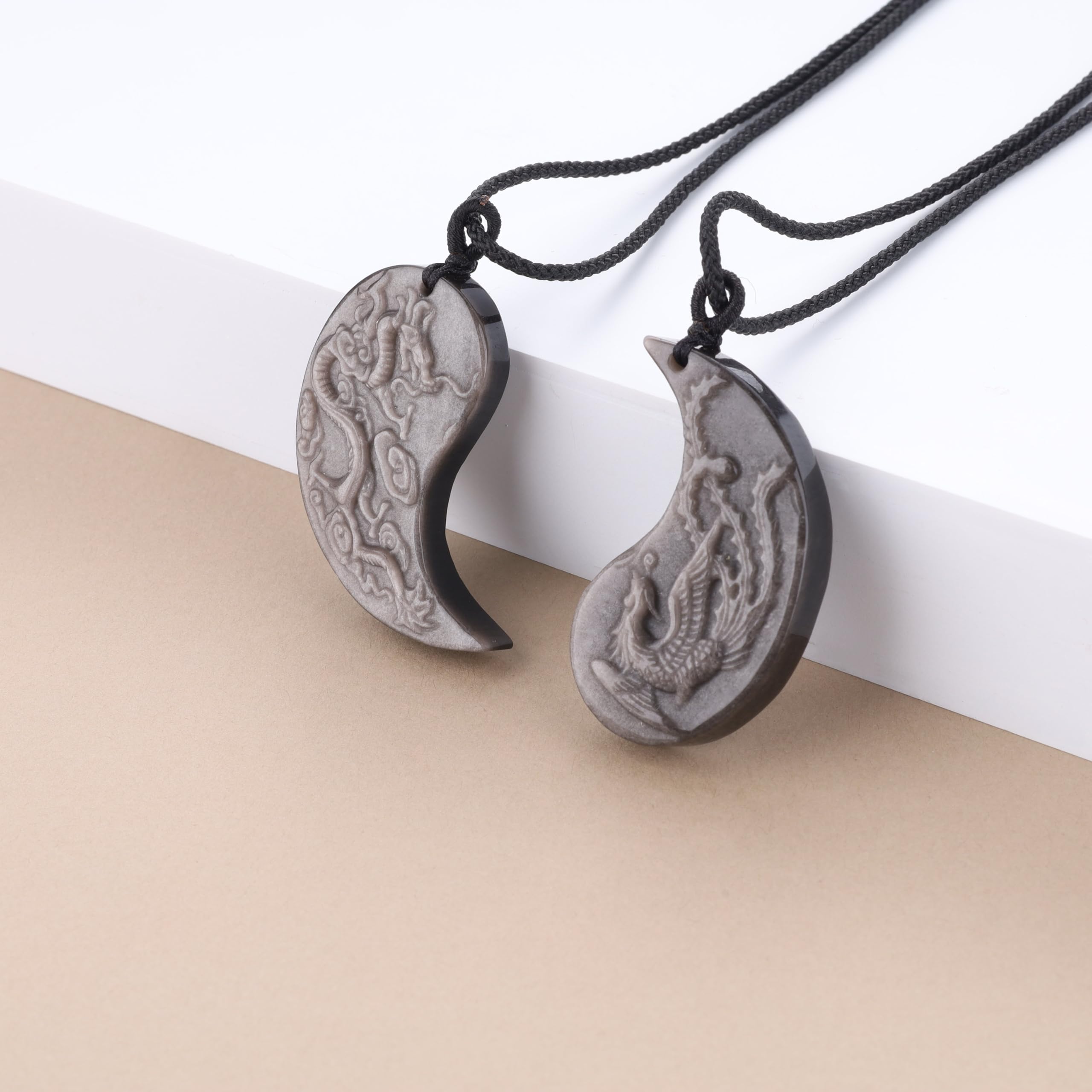 COAI Partnerkette Taichi Yin und Yang Drache und Phönix Gravur Anhänger