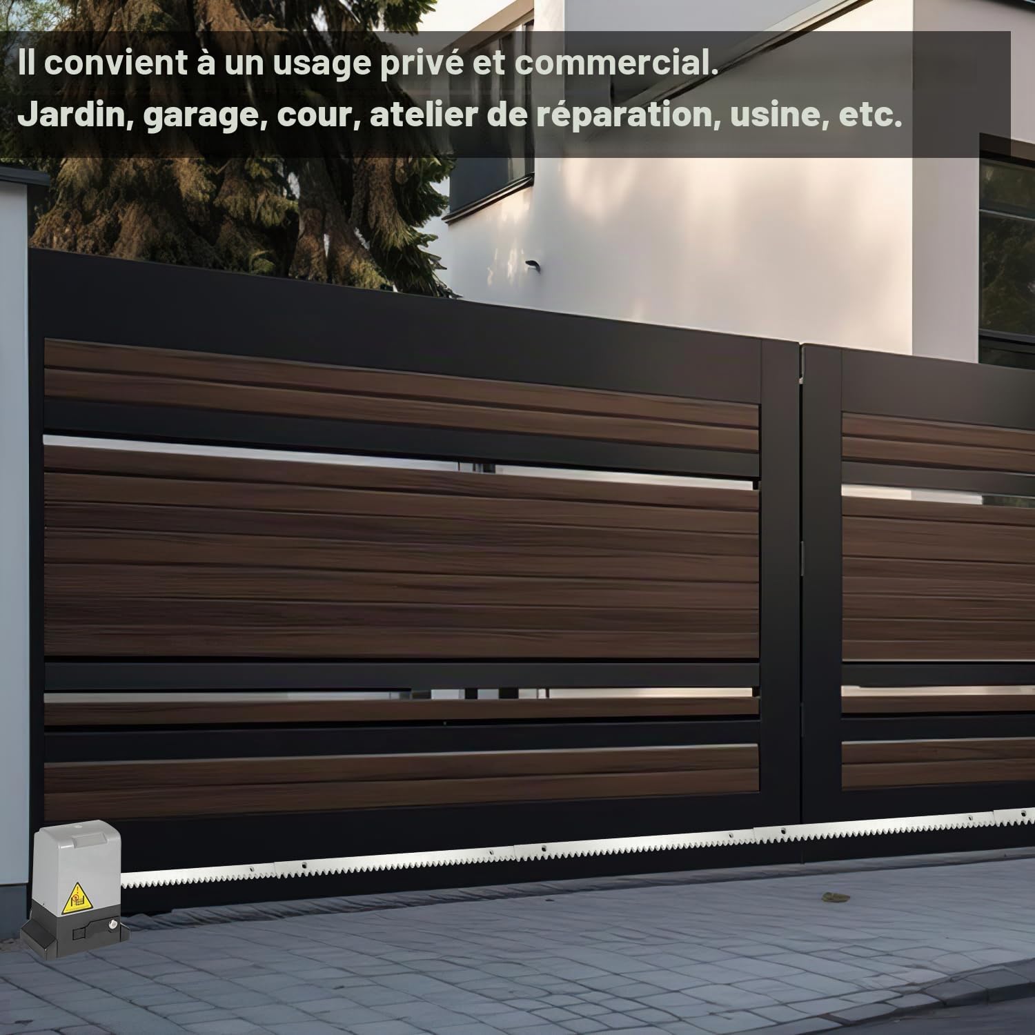 Motorisation de portail coulissant, motorisation de portail coulissant 550 W, modèle WiFi Bluetooth, avec rail de télécommande, motorisation de portail jusqu'à 1200 kg, support de 4 mètres