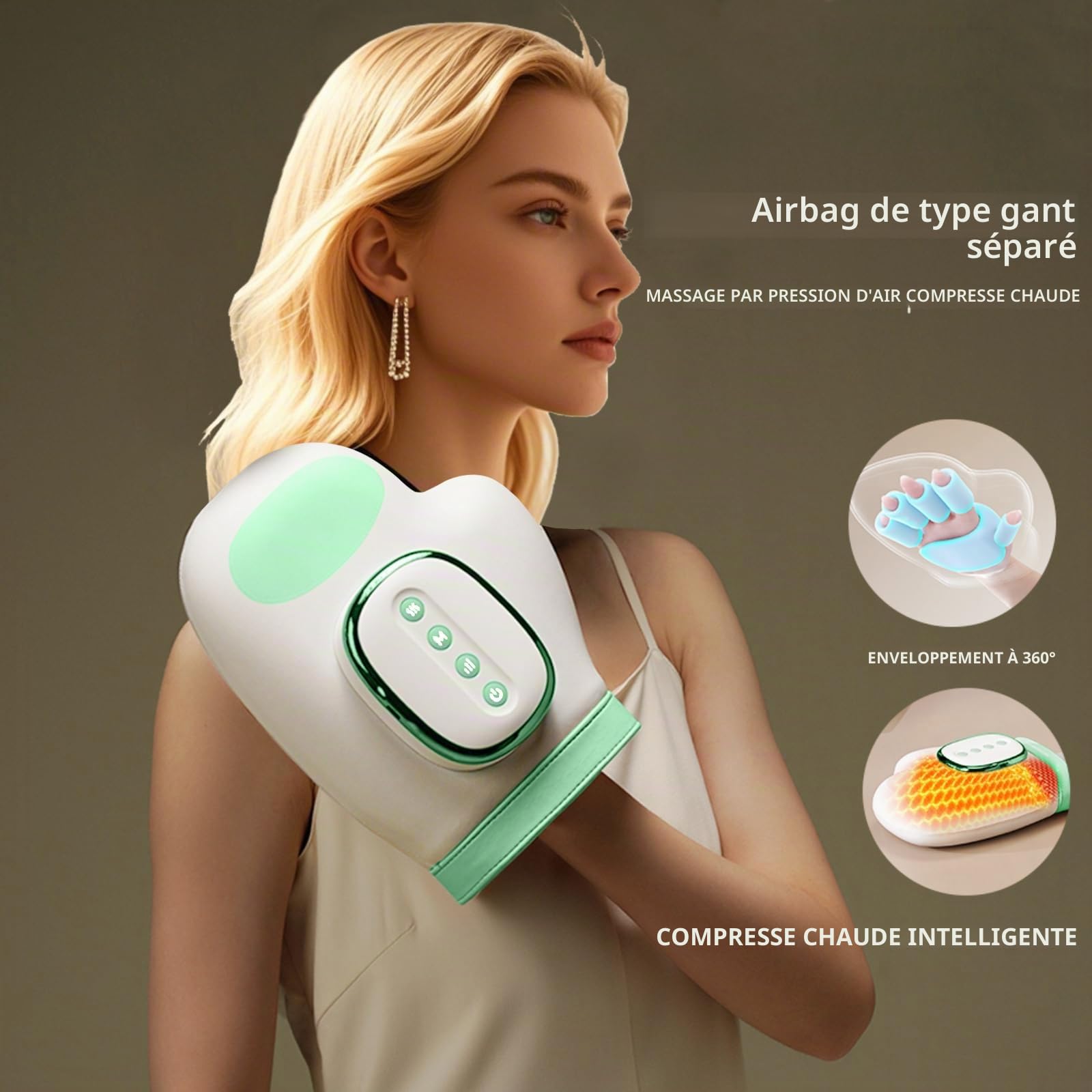 Masseur de Main Intelligent – Gant de Massage Électrique à Air Comprimé avec Chaleur, Masseur électrique pour les mains, Masseur Portable pour les Deux Mains, Cadeau Bien-être Idéal