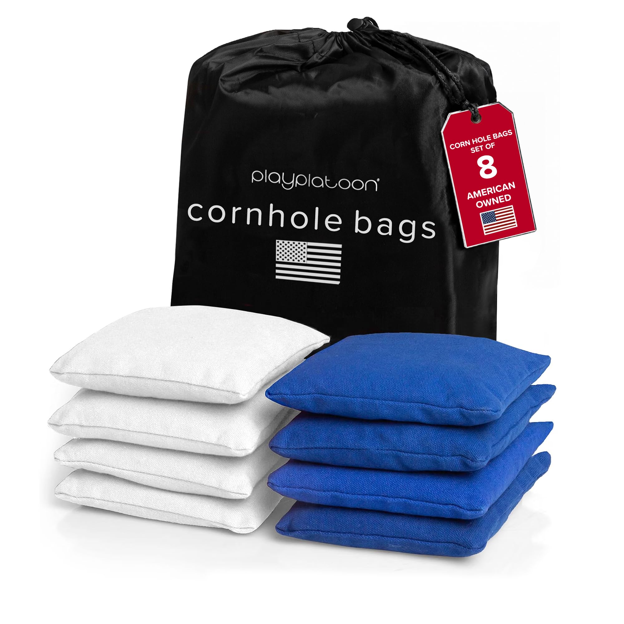 Play Platoon Cornhole Bags Set of 8 Regulation Size &amp; Weight Duck Cloth