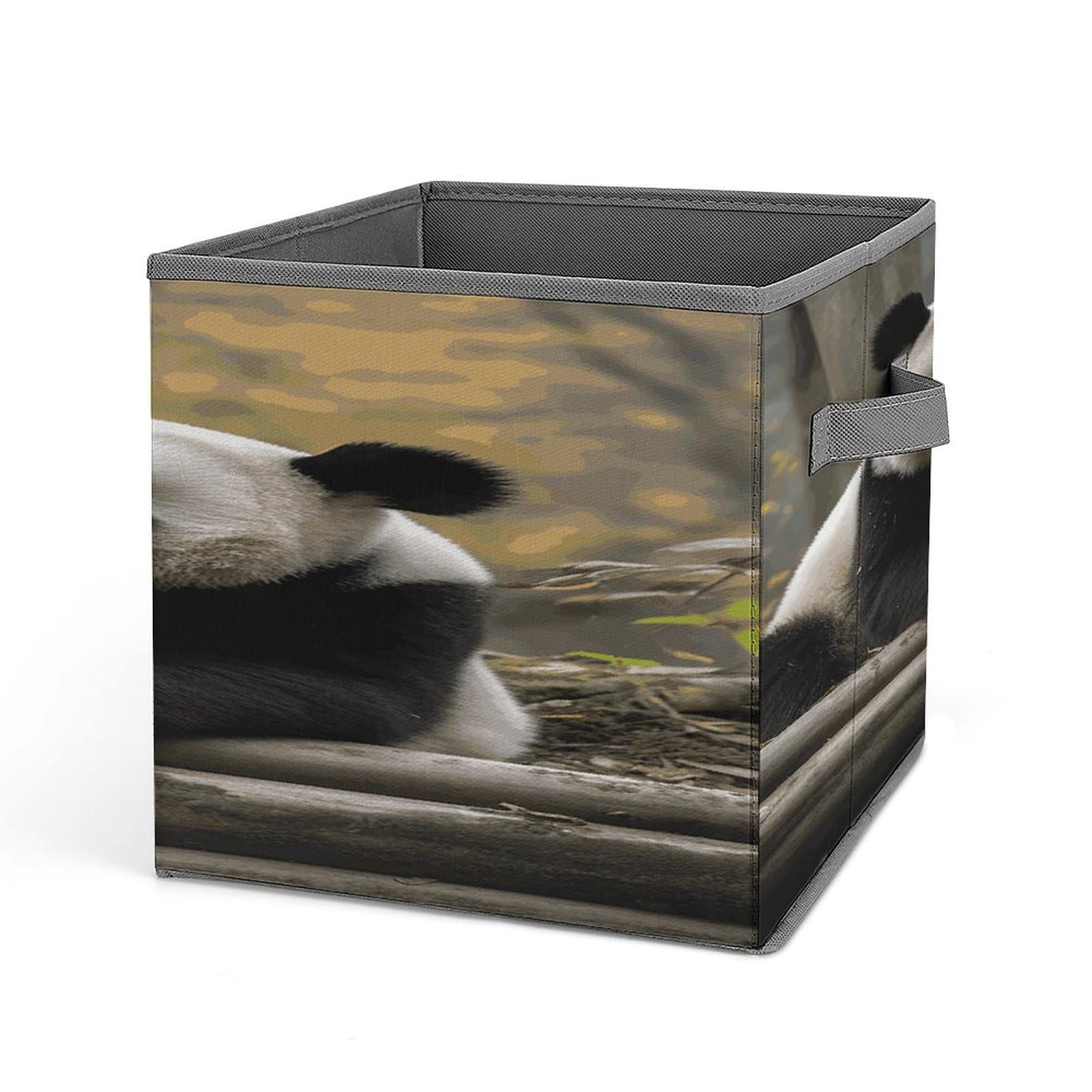 VstaDank Two Big Pandas Storage Bin Collapsible Storage Cubes Organizer Oxford Cloth Storage Box with Dual Handles Large Stackable Closet Storage Bins for Sheets Hat Sweater