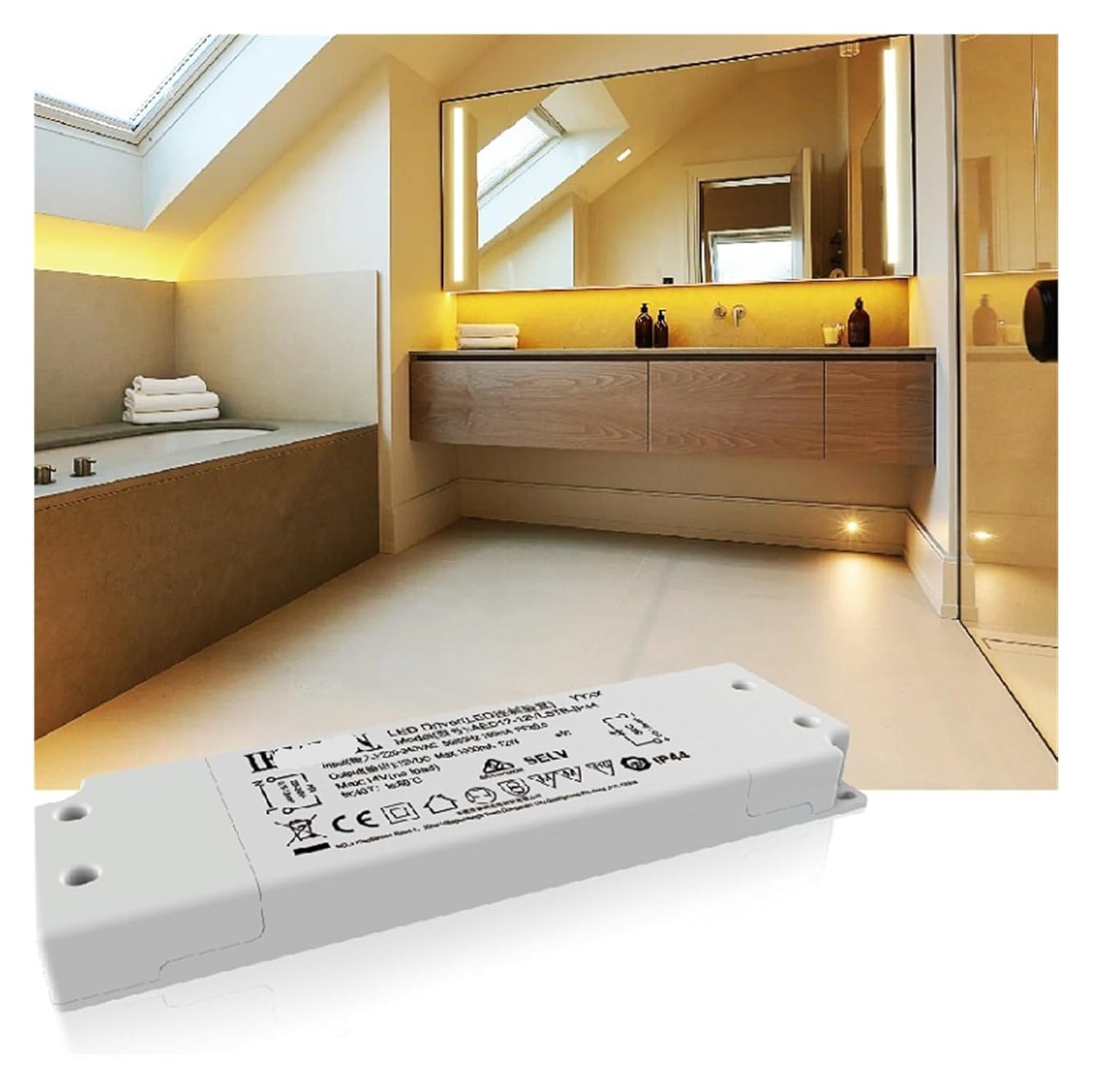 AED48-12VLSTB-IP44 Ultra-Thin Constant Voltage Driver 12V48W Bathroom Mirror LED Light Touch Switch