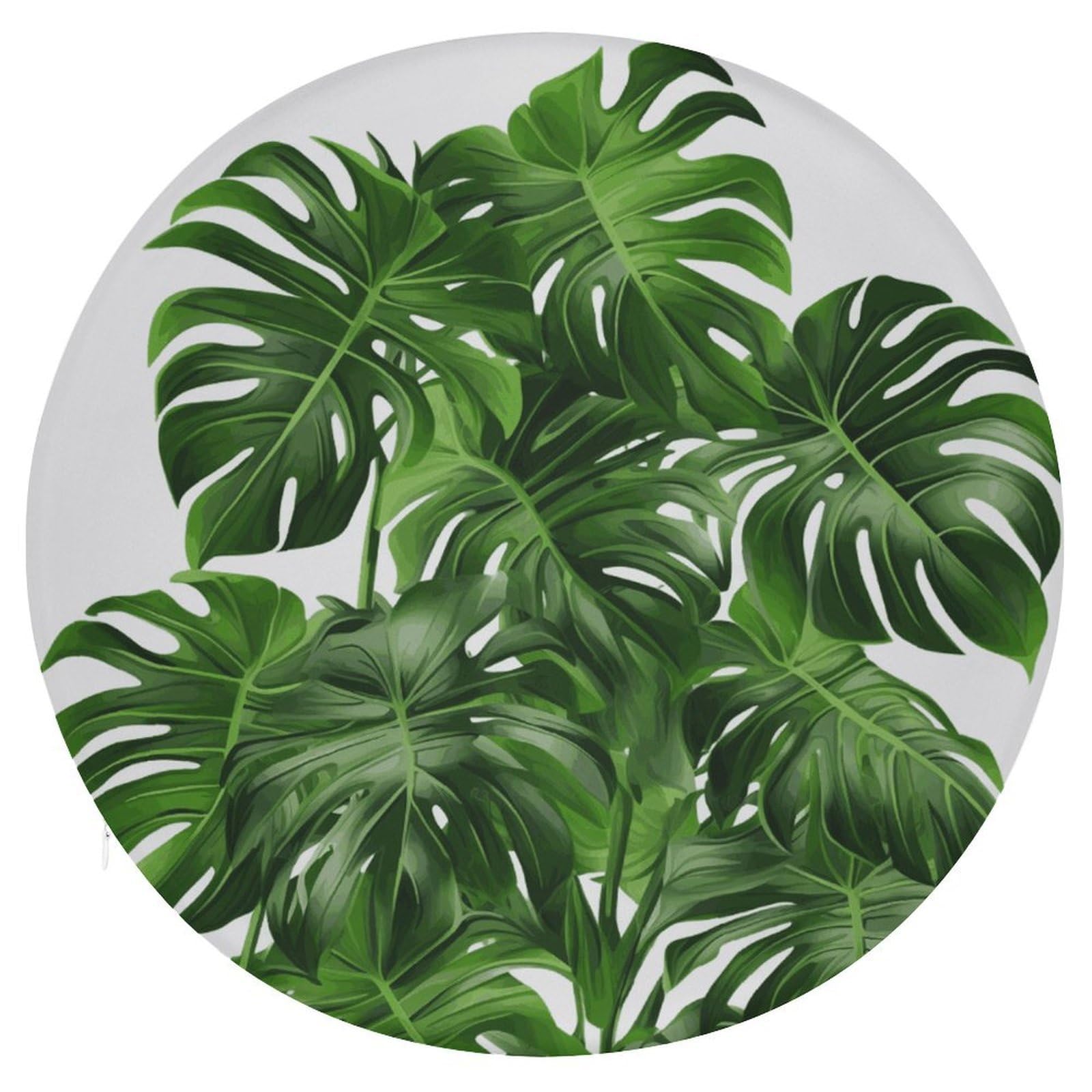 Wsoihfec Style Monstera Deliciosa Banana Palm Seat Cushion Round Chair Pad