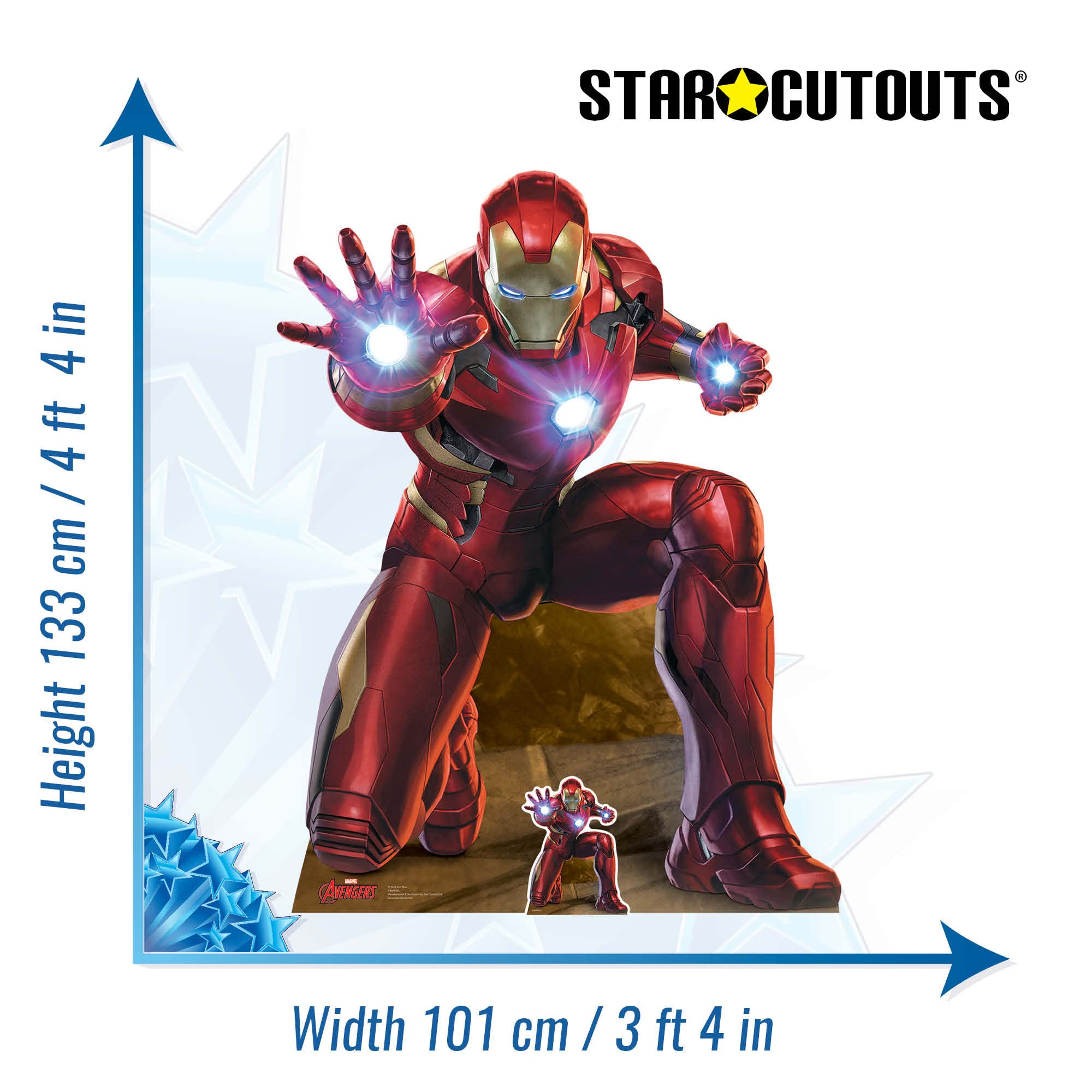 STAR CUTOUTS Ltd SC1410 Avengers Legends Repulsor Beam Blast I am Iron Man Figura de cartón recortada perfecta para fans de Marvel, exposiciones, coleccionistas, fiestas y eventos, altura 133 cm