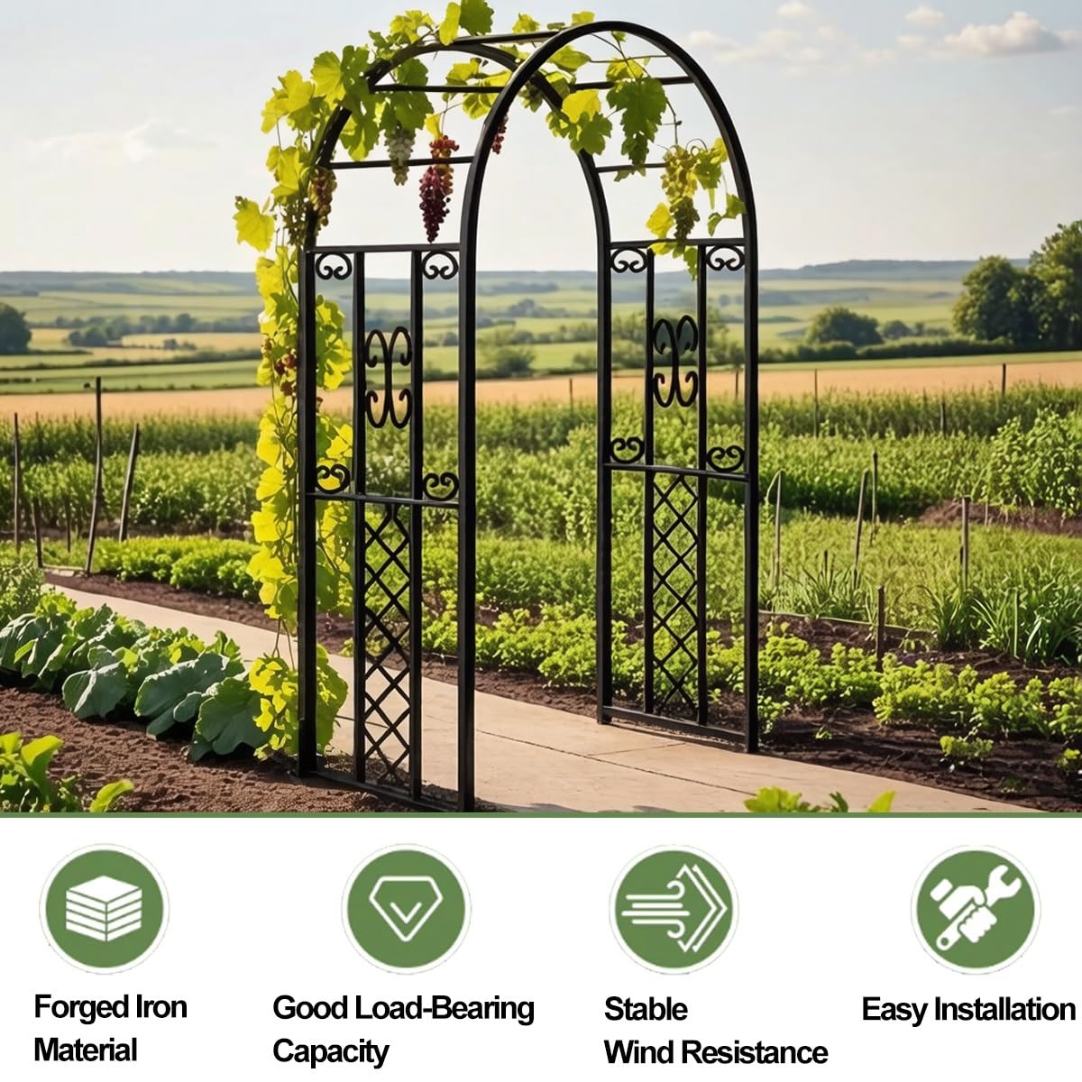 Gar Arch Trellis do roślin pnących 220 cm metalowy łuk różany z ziemią kes na zewnątrz wsparcie Ele biały design