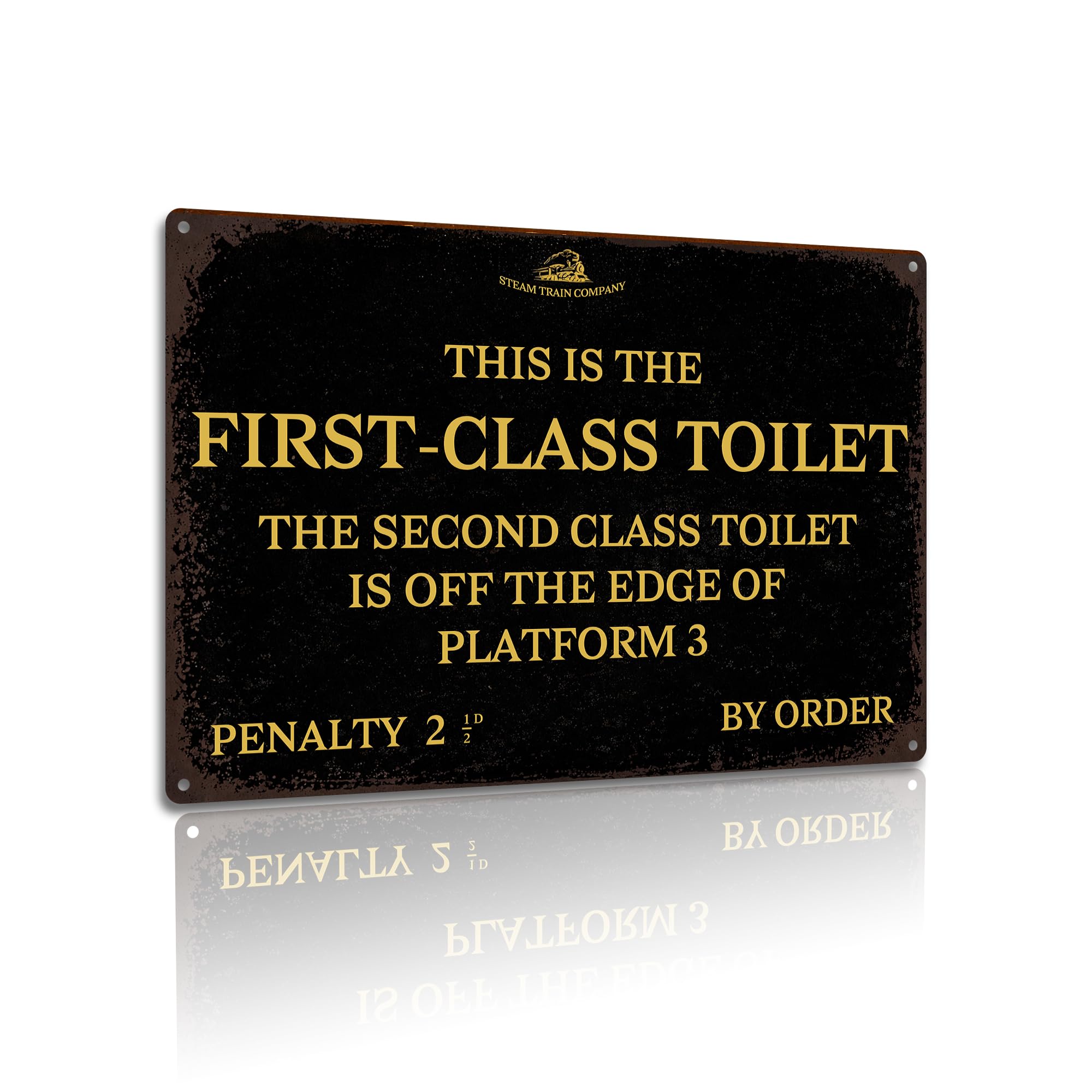 Funny Aluminum Metal Sign – "First-Class Toilet" – 8x12 Inch Wall Art, Humorous Decor for Train Stations, Game Rooms, or Restrooms (25138)