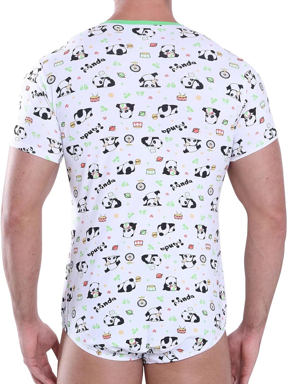 Landofgenie Men Short Sleeve Bodysuit Pajama Print Bodysuit One Piece Pajamas Rompers Basic Onesie - Image 5