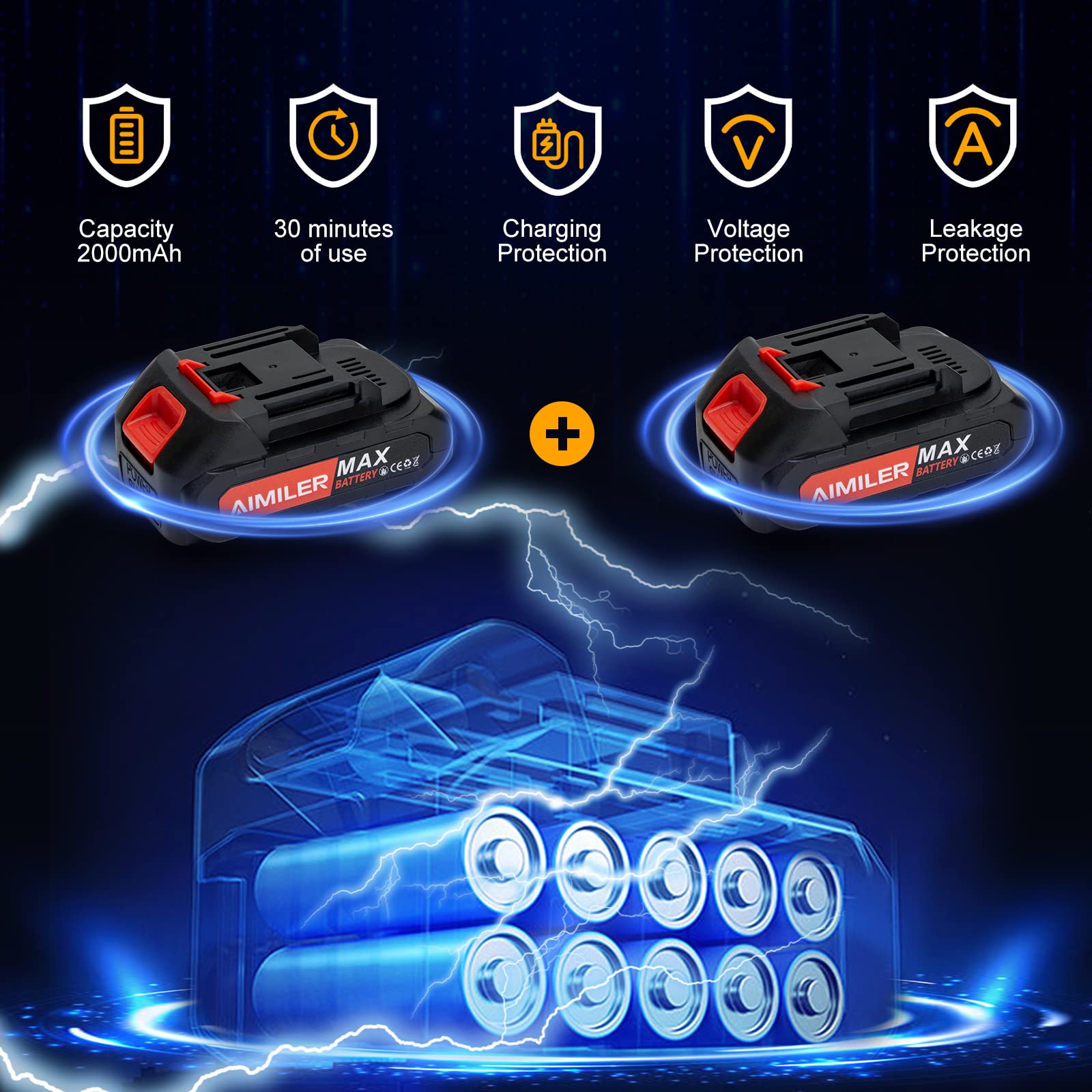 AIMILERチェーンソー、充電式チェーンソー、6インチチェーン2本 AIMILERチェーンソー、充電式チェーンソー、6インチチェーン2本
