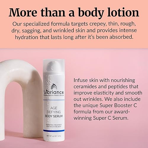 Miniatura 5 de Vibriance Suero corporal que desafía la edad, 4.5 onzas líquidas, antienvejecimiento y ultra hidratante, infundido con ácido hialurónico, corrector