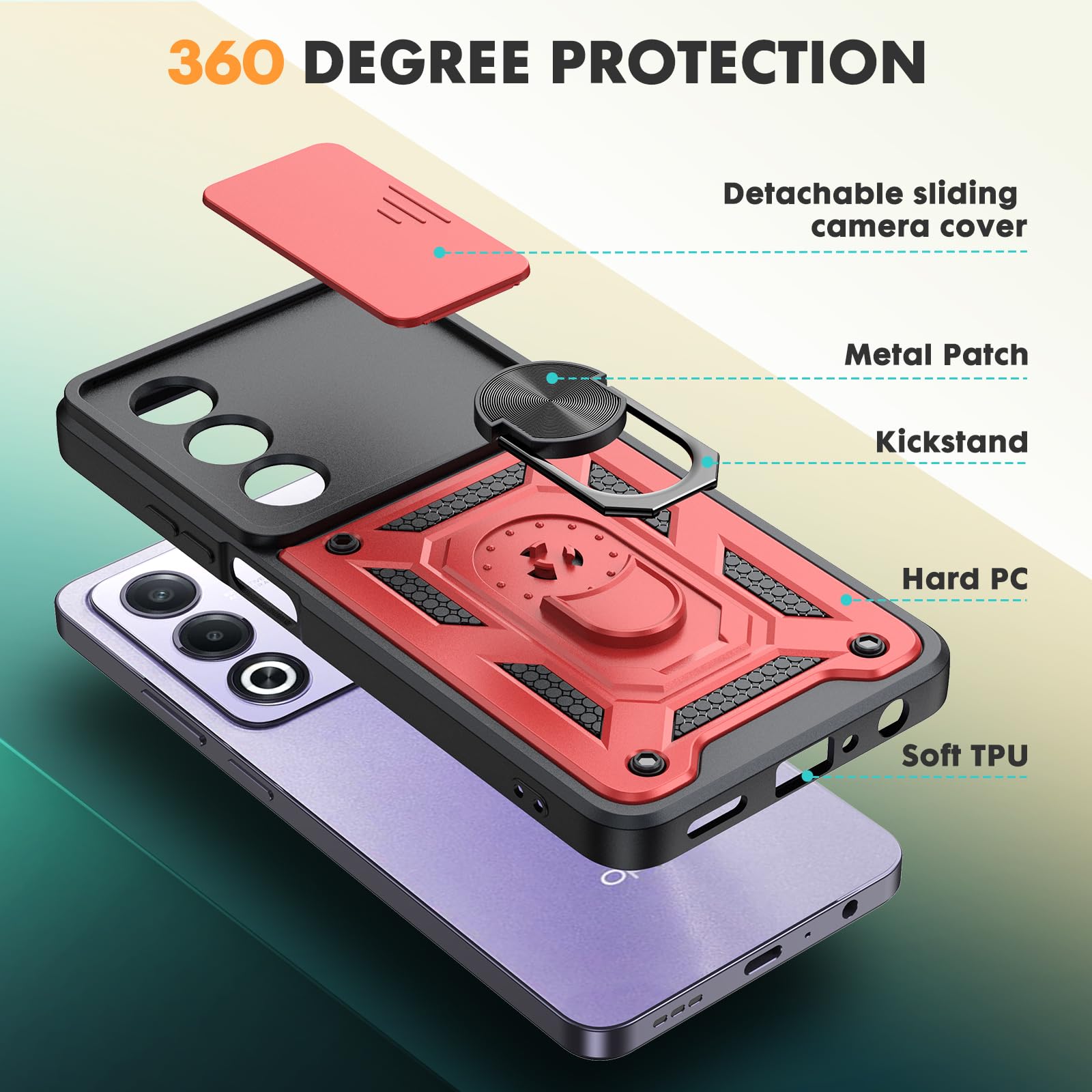 CUSTODIA BACK COVER CASE COLOR Per OPPO A80 5G PELLICOLA VETRO TEMPERATO - Foto 9