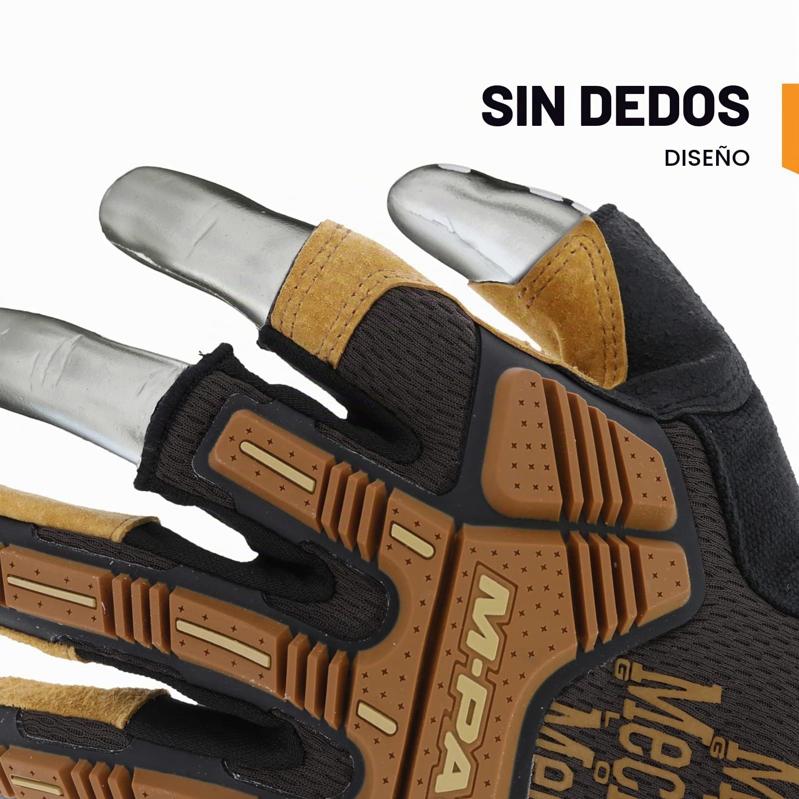 Mechanix Wear Leather M-Pact Framer Guantes, (Medium, Marrón/Negro)