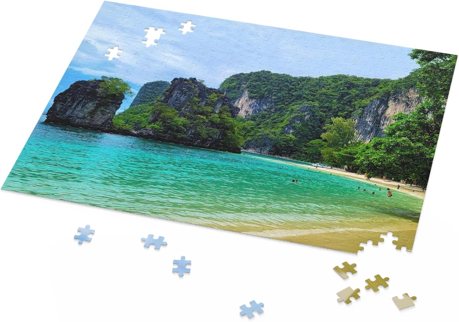 1000 Piece Jigsaw Puzzle, Thai Island Beach Turquoise Water Floor Puzzle for Kids Adult, Tropical Ocean Nature Puzzle Landscape Wall are Decor Funny Parent-Child Game Toy Best Gifts