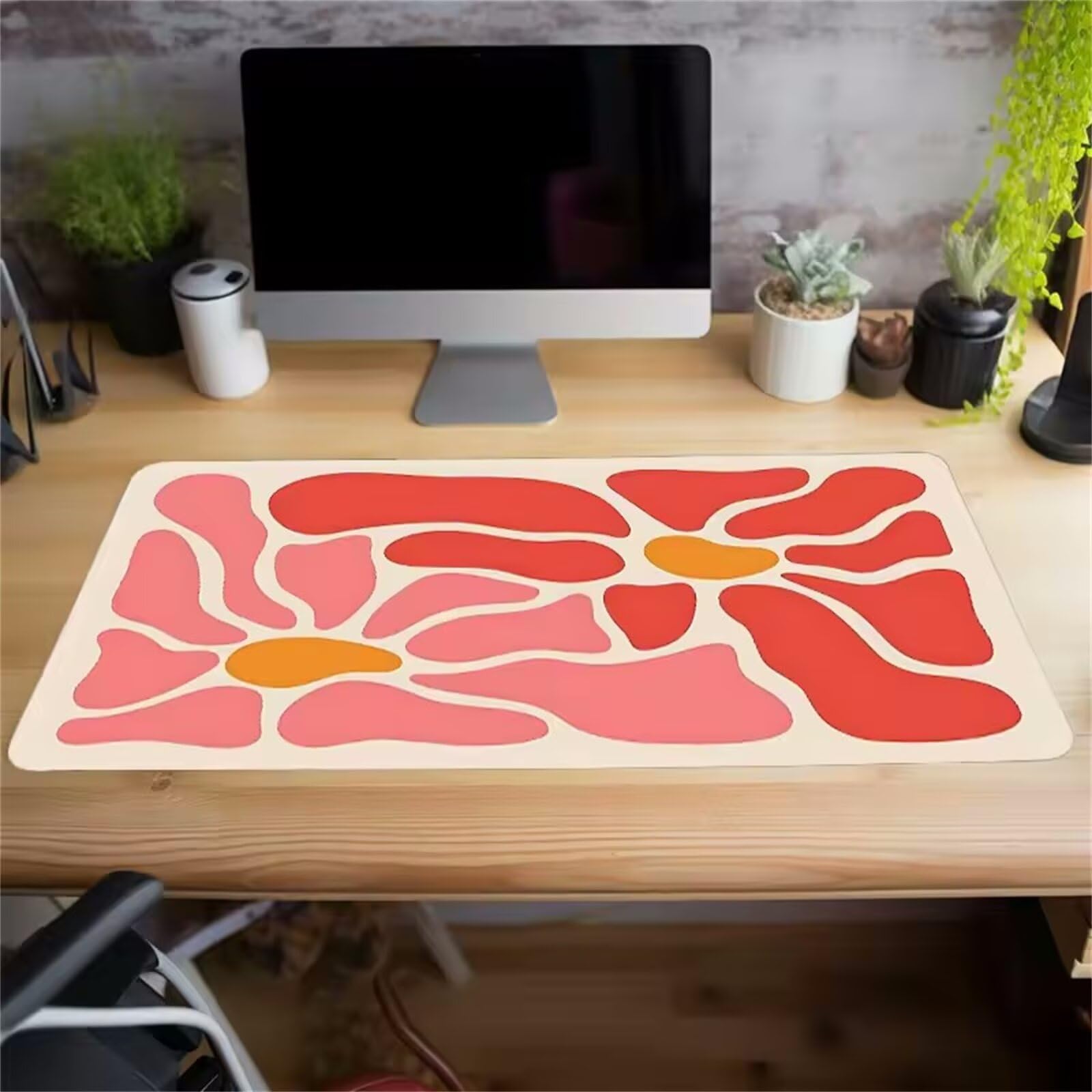 Alfombrilla Ratón Flor Abstracta Alfombrilla Ratón XXL para Juegos,1000x500x3mm Mouse Pad Extendida Bordes Cosidos Base de Goma Antideslizante para Ratón y Teclado