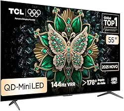 Smart TV TCL 55 Polegadas QLED Mini LED 4K C6K WiFi Bluetooth Google TV 4 HDMI 144Hz HDR10+ 55C6K