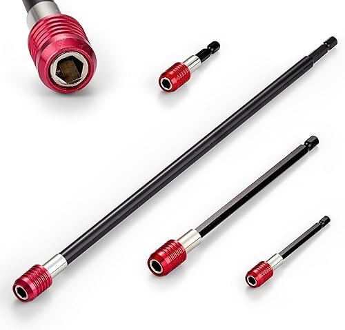 Extensión de broca, juego de extensión magnética de 1/4, alta precisión con soporte magnético para brocas, 4 soportes multifunción para brocas de