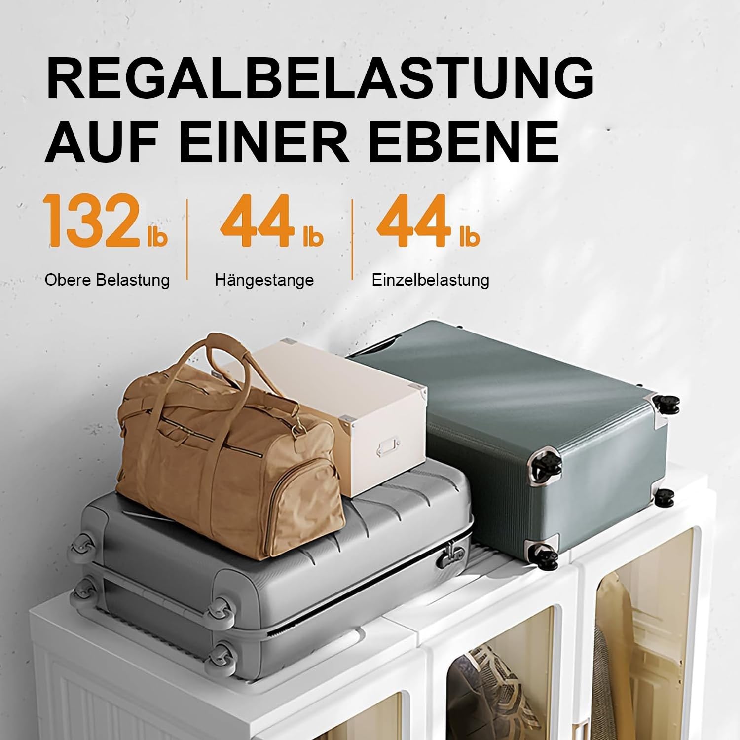 Generisch Kleiderschrank Faltschrank, Tragbarer Schlafzimmerschrank, 170x69x50 cm, Faltbarer Mehrzweckschrank mit magnetischen transparenten Türen, 1 Aufhängestange, für Wohnzimmer Schlafzimmer, weiß