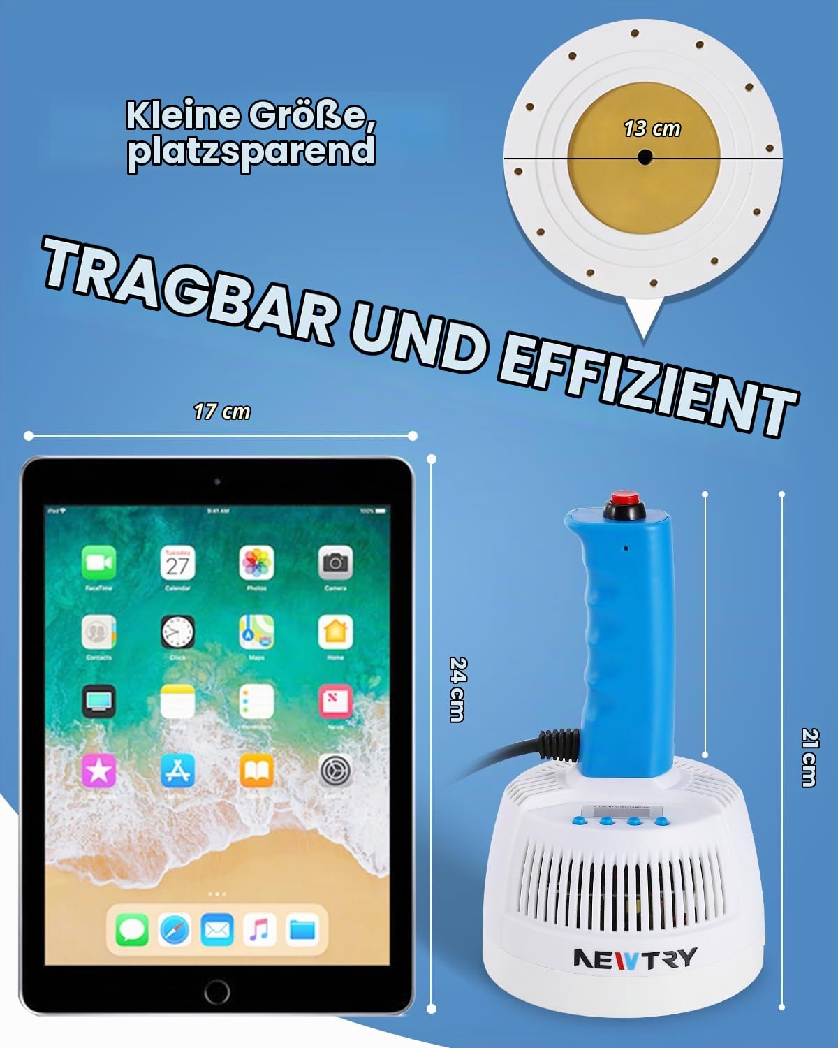 NEWTRY 20-100mm Elektromagnetische Induktionsdichtungsmaschine, tragbare Aluminiumfolie-Dichtungsmaschine für Kunststoff oder Glas Flaschen mit flachem und nichtmetallischen Deckel