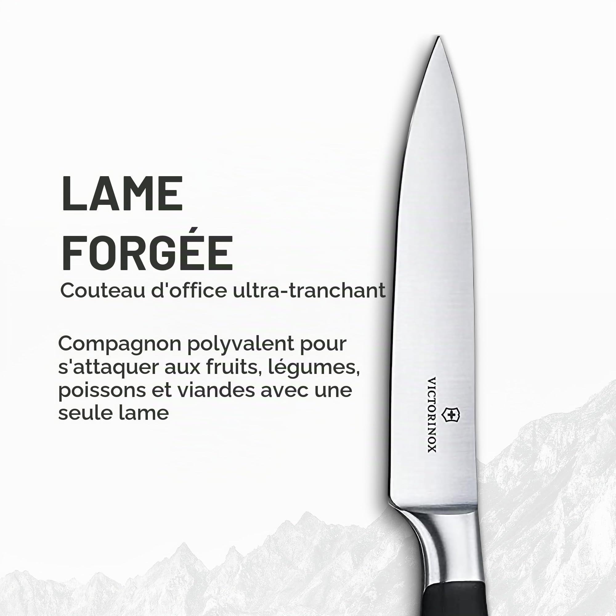 Victorinox Grand Maître Couteau d’Office, Lame Forgée 10 cm, Noir