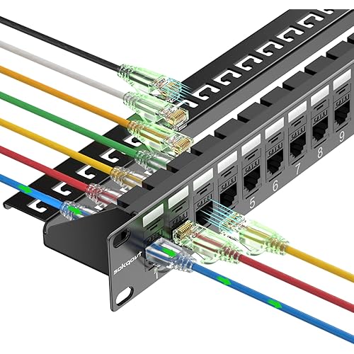 Patch Panel 24 Port Cat6 with Coupler Keystone, Cat6 Network Patch Panel 10G No Punch Down, Time-Saver Ethernet 1U Rj45 Patch Panel with Sturdy Back Bar, Rackmount 19 Inch Coupler Patch Panel