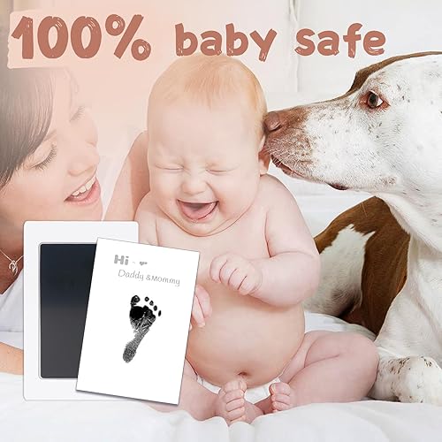 Miniatura 2 de Kit de manos y huellas de bebé sin tinta, kit de almohadilla de tinta de tacto limpio, sello de pie de mano para bebé, paquete de 2 almohadillas de