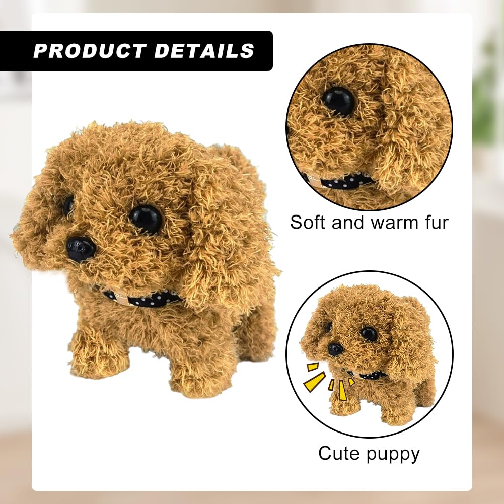 Toy Dogs for Kids Plush Brown Labrador Toy Electronic Interactive Plush Dog Toys for 1-6 Year Old Kids Simulation Pet Dog Walking Nod Barking Wagging Tail Puppy Educational Toys for Boys Girls (Teddy) - Image 3
