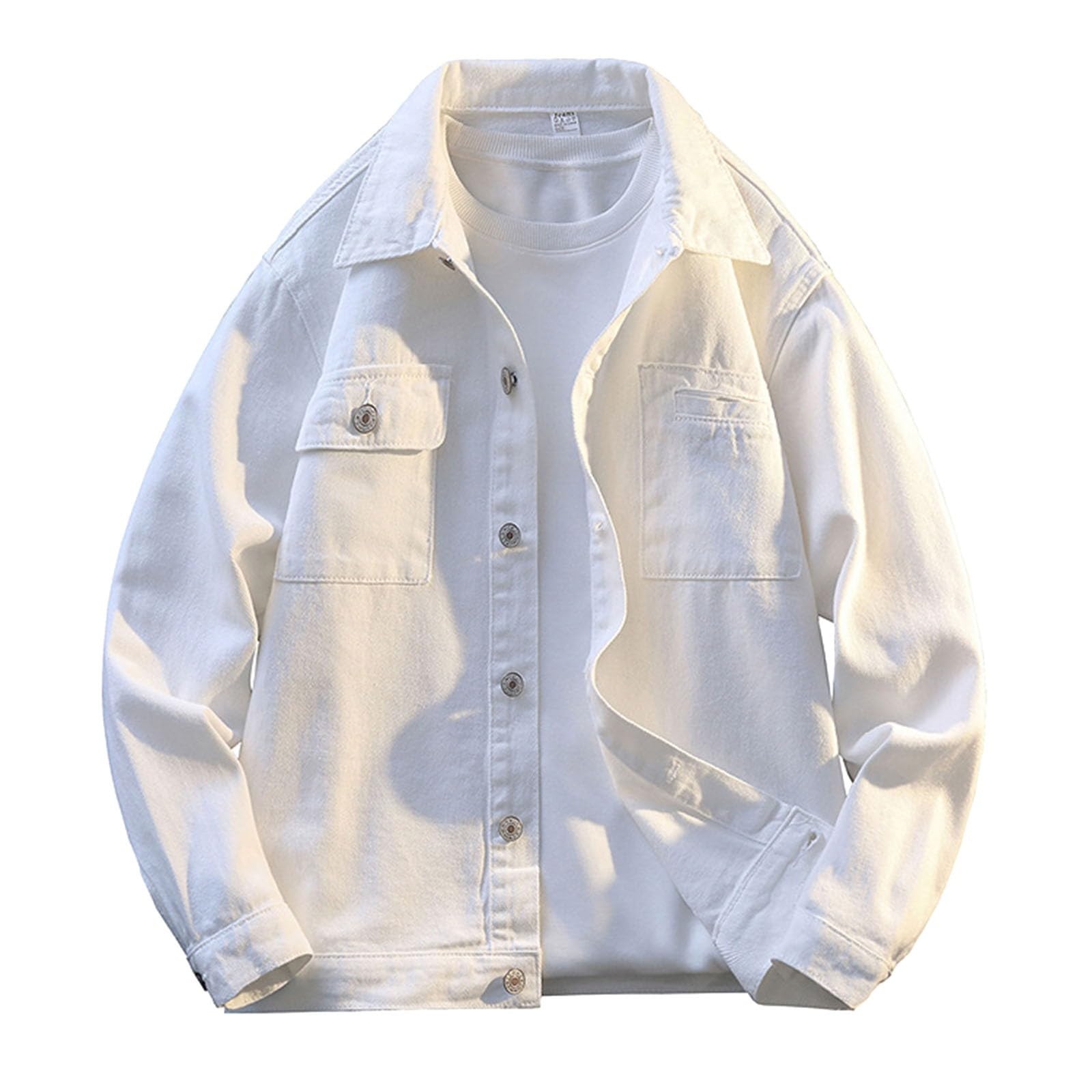 Generico Giubbino Jeans Uomo Giacca Giubbotto Oversize Abbigliamento Casual Mezza Stagione di Denim Autunnali Giacchetto Cowboy Primaverile