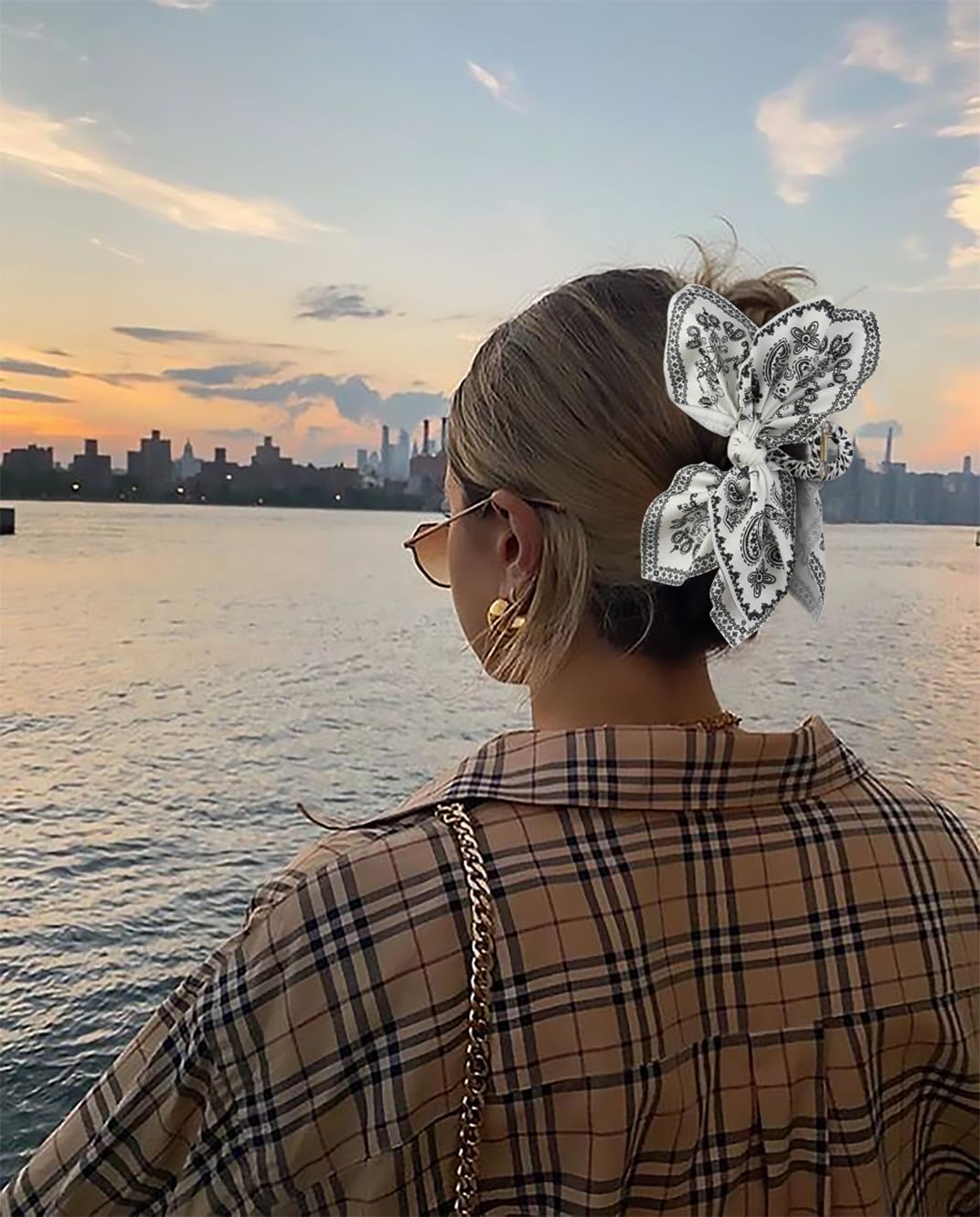 Bohemian Style Bow Hair Claw Hair Clip Amazon.com: Boho Bandana Hair Claw Clips for Women, 2 Pcs  main image 3