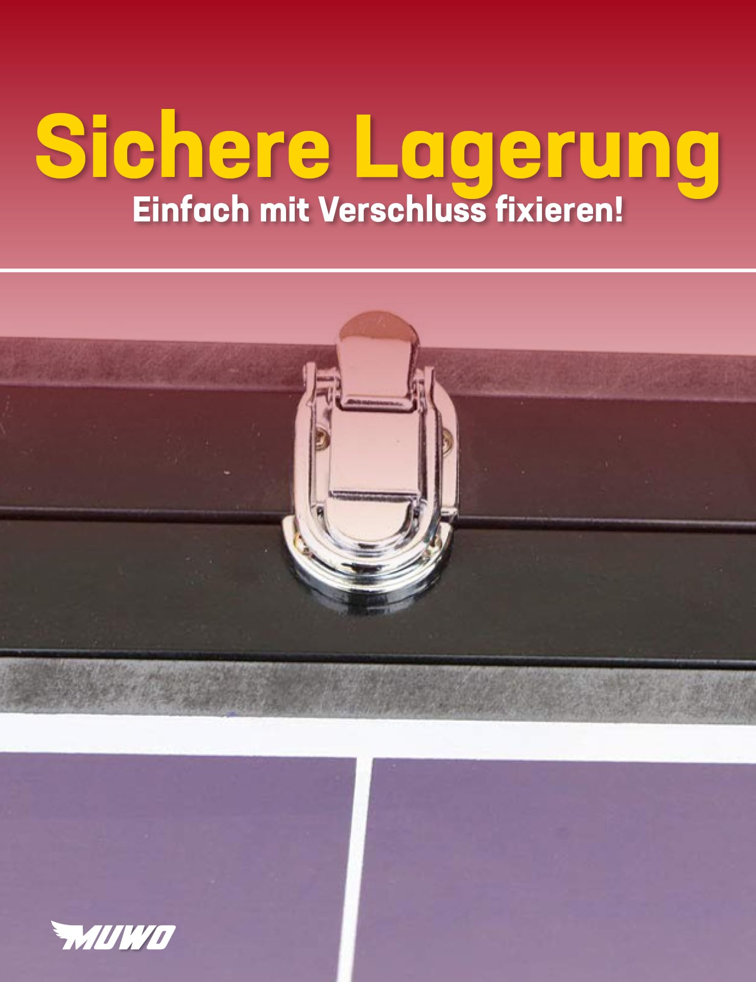 MUWO Indoor Faltbare Mini-Tischtennisplatte, Robustes Stahlgestell. Kompakt, mit Tragegriff. 137 × 76 cm, inkl. Netz, Zwei Schläger und Tischtennisball