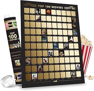 Top 100 Movies Scratch Off Poster - Movie Posters - Stunning Artwork by Hand - Gifts for Movie Lovers - Movie Lover Gifts...