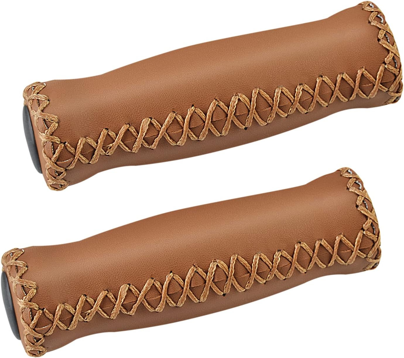 Bike Handlebar Grips, Vinyl Leather Grips, Hand-Stitched for Beach Cruiser Bike, Fits Most 22.2mm (7/8") Bicycle Handlebar