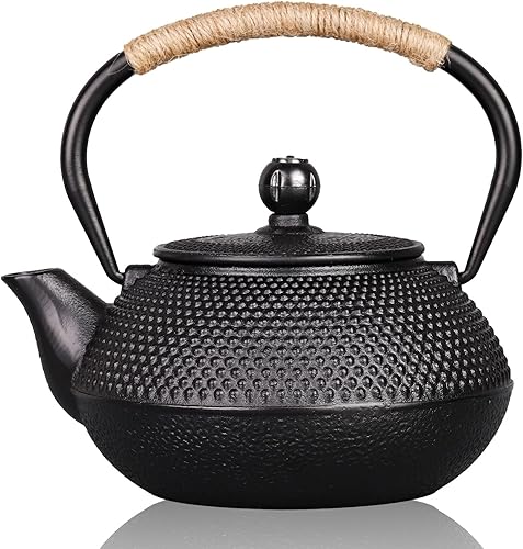 PARACITY Tetera de hierro fundido con tetsubina japonesa recubierta con infusor de acero inoxidable, hervidor de té para hervir té de agua caliente,