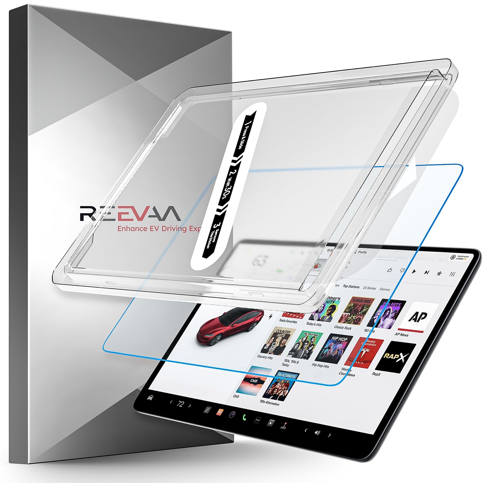 REEVAA Tesla Model Y Screen Protector [No Glare & Fingerprint], 9H Tempered Glass Fit for 2024-2019 Model Y, with Alignment Kit Accessories, MatteGlobal Recycled StandardGlobal Recycled StandardGlobal Recycled Standard