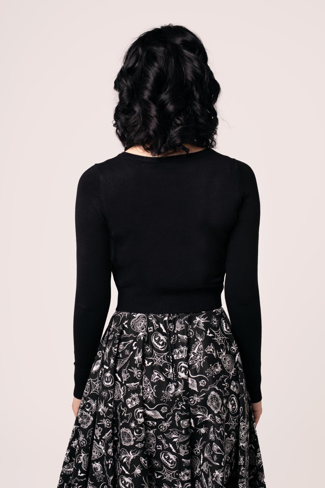 Hell Bunny Hollow Cardigan - Maglia Gotica di Halloween con Motivo a Zucca e Pipistrelli