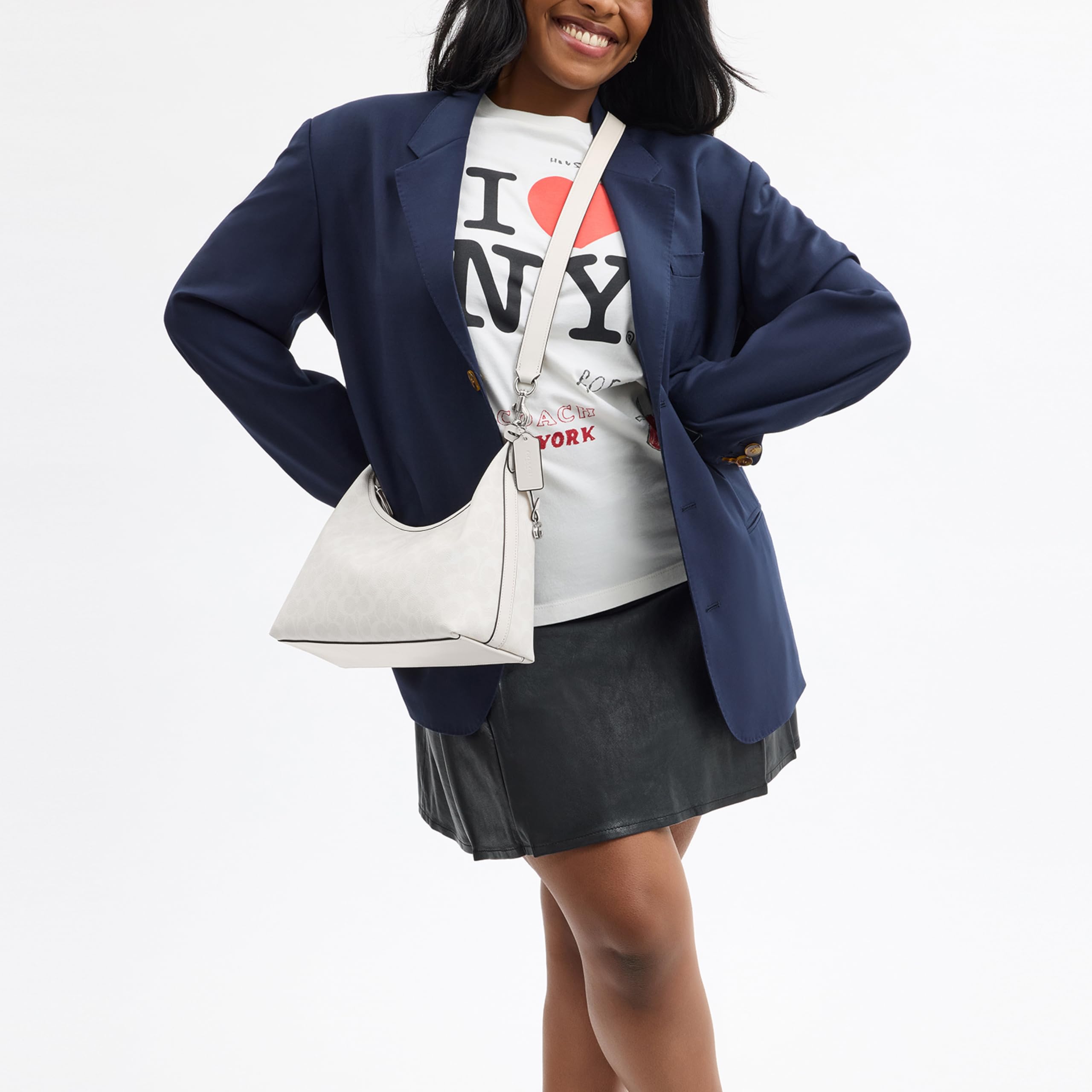 COACH Juliet - Bolso de hombro para mujer en lona distintiva, Lh/tiza blanca