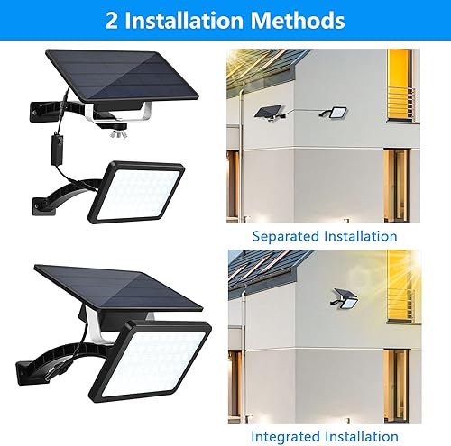 Miniatura 2 de Luces solares para exteriores 48 luces LED de panel solar con control remoto batería de 5500 mAh y cable de 98 pies luces solares impermeables de