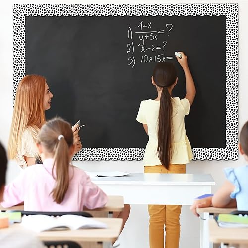 Miniatura 7 de Zonon Bordes de tablón de anuncios de 65 pies, borde de anuncios decorativo, borde enrollado, pizarra recta, ondulada, decoración de regreso a la